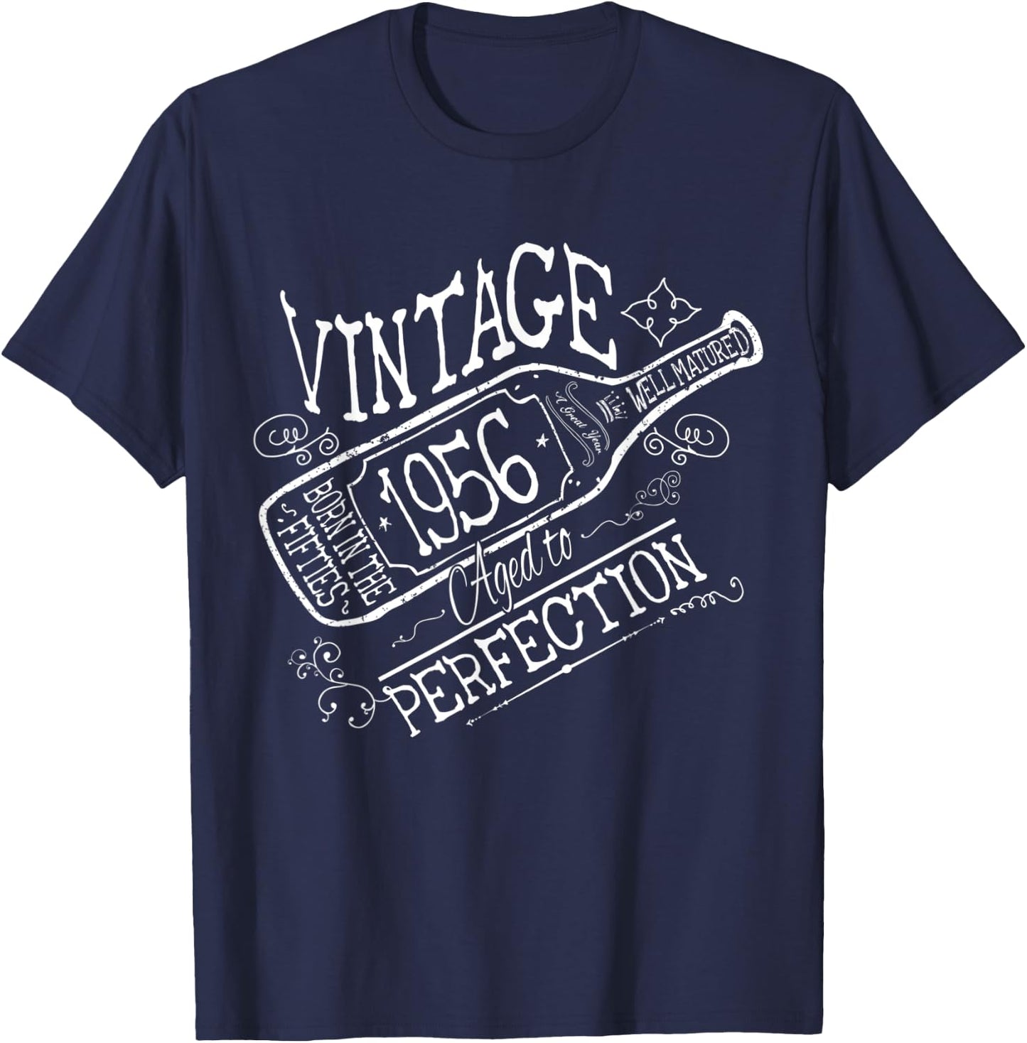 Cute Wine 65th Birthday Gift 1956 Aged To Perfection T-Shirt - T-Shirt | Navy