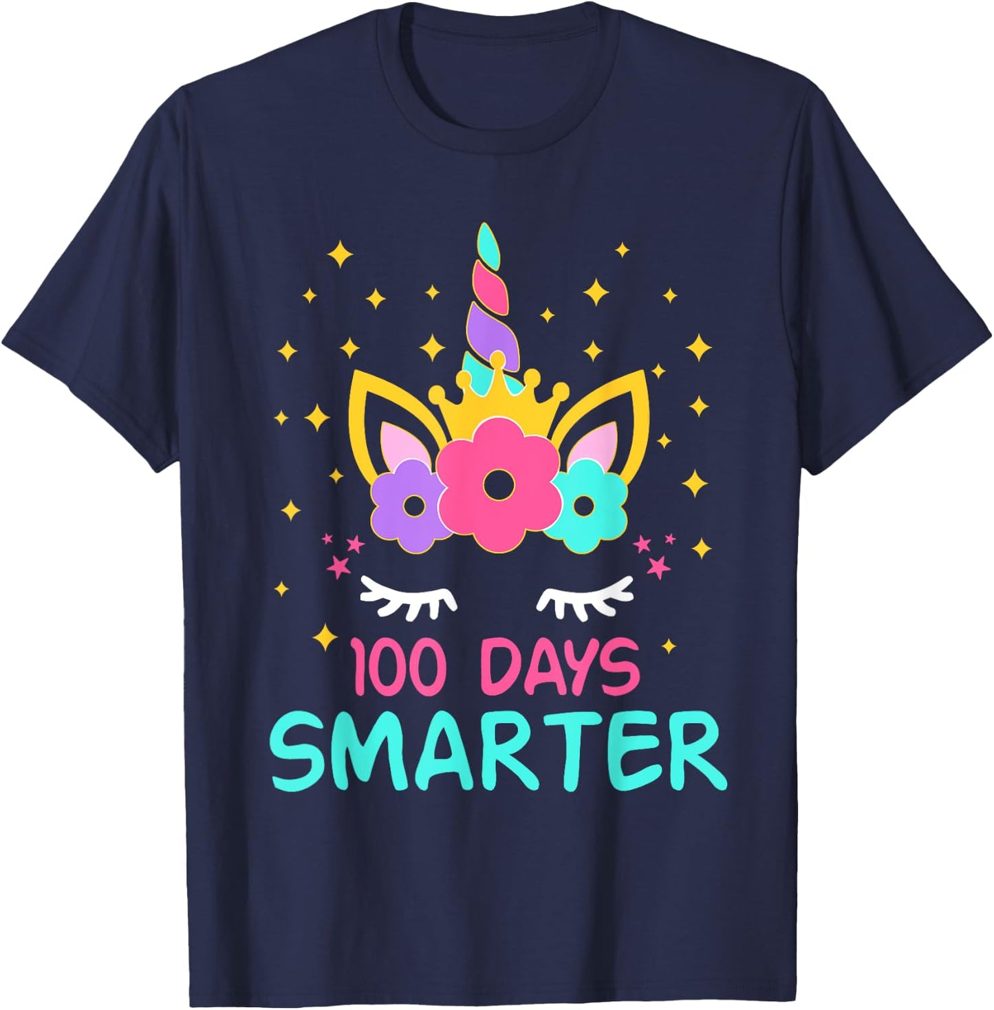 100 days of school Cute Unicorn 100th Day Of School Girls T-Shirt - T-Shirt | Navy