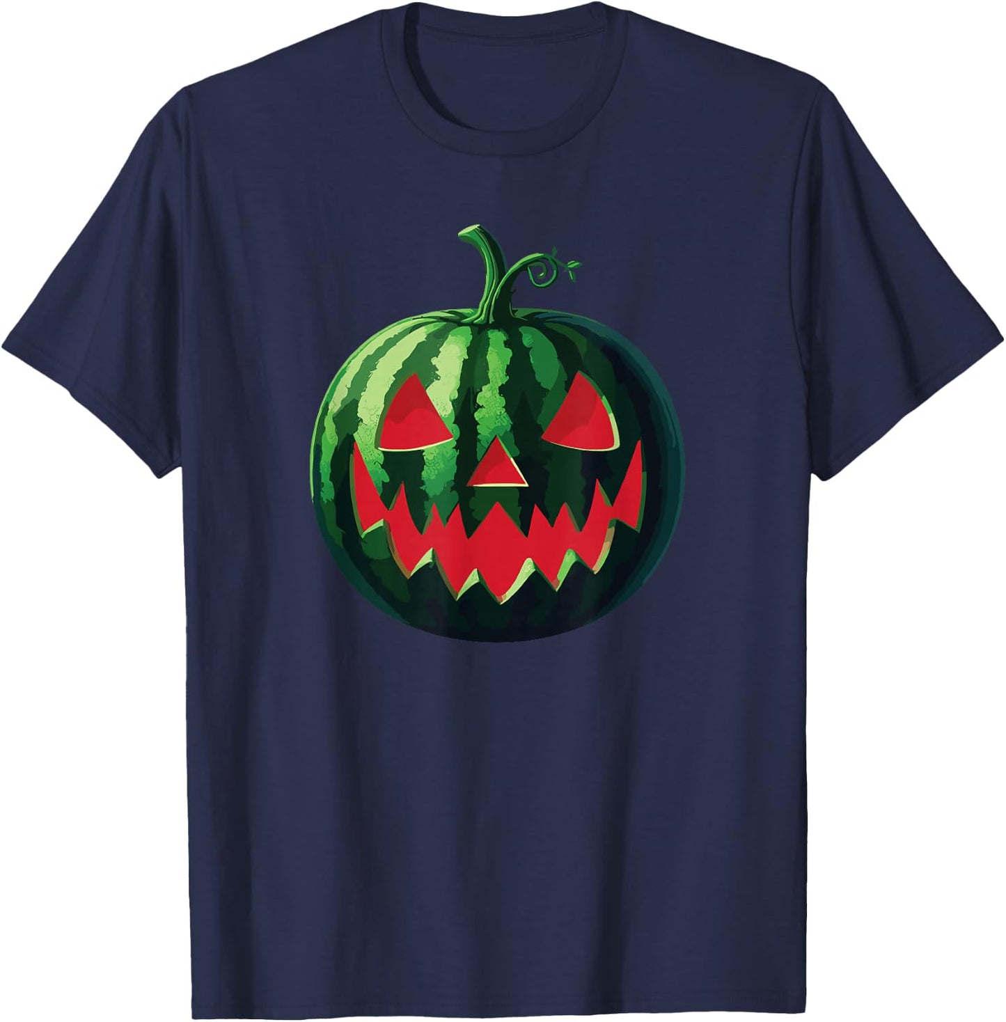 Spooky Summer Watermelon Jack-O-Lantern Halfway to Halloween T-Shirt - T-Shirt | Navy