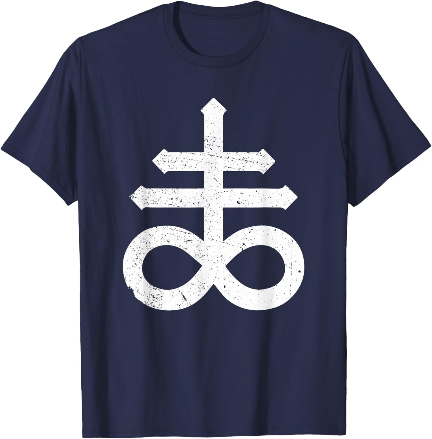 Leviathan Cross Satanic Cross Symbol Vintage Distressed T-Shirt - T-Shirt | Navy