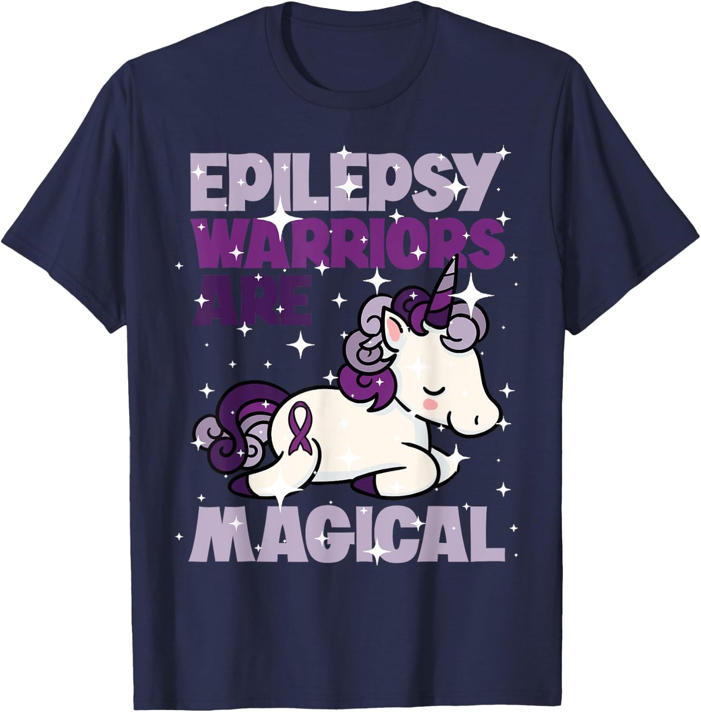 Epilepsy Warrior Epileptic Day Purple Unicorn Lover Gift T-Shirt - T-Shirt | Navy