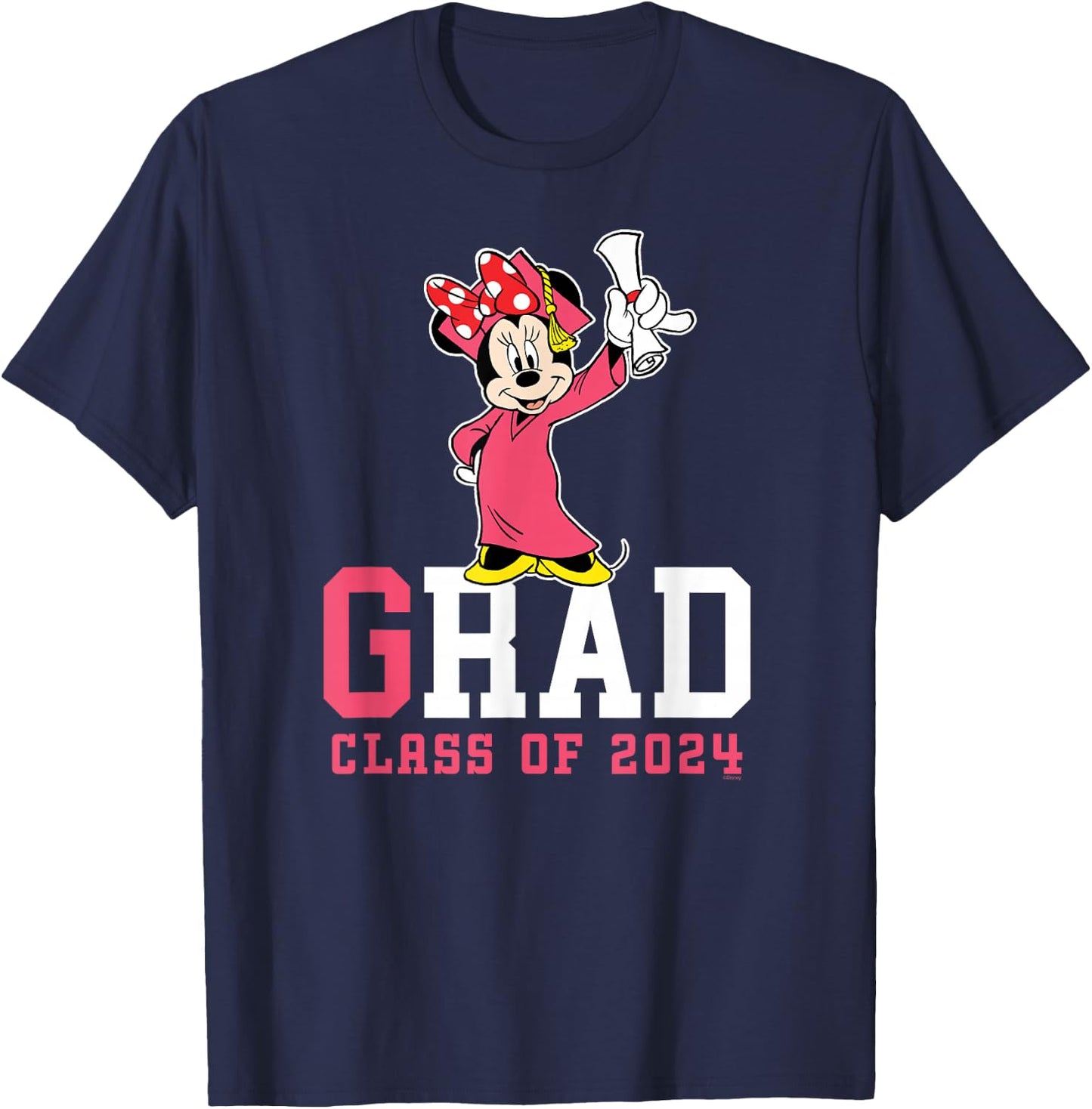 Disney Minnie Mouse 2024 Graduation Class of '24 Wheel Grad T-Shirt - T-Shirt | Navy
