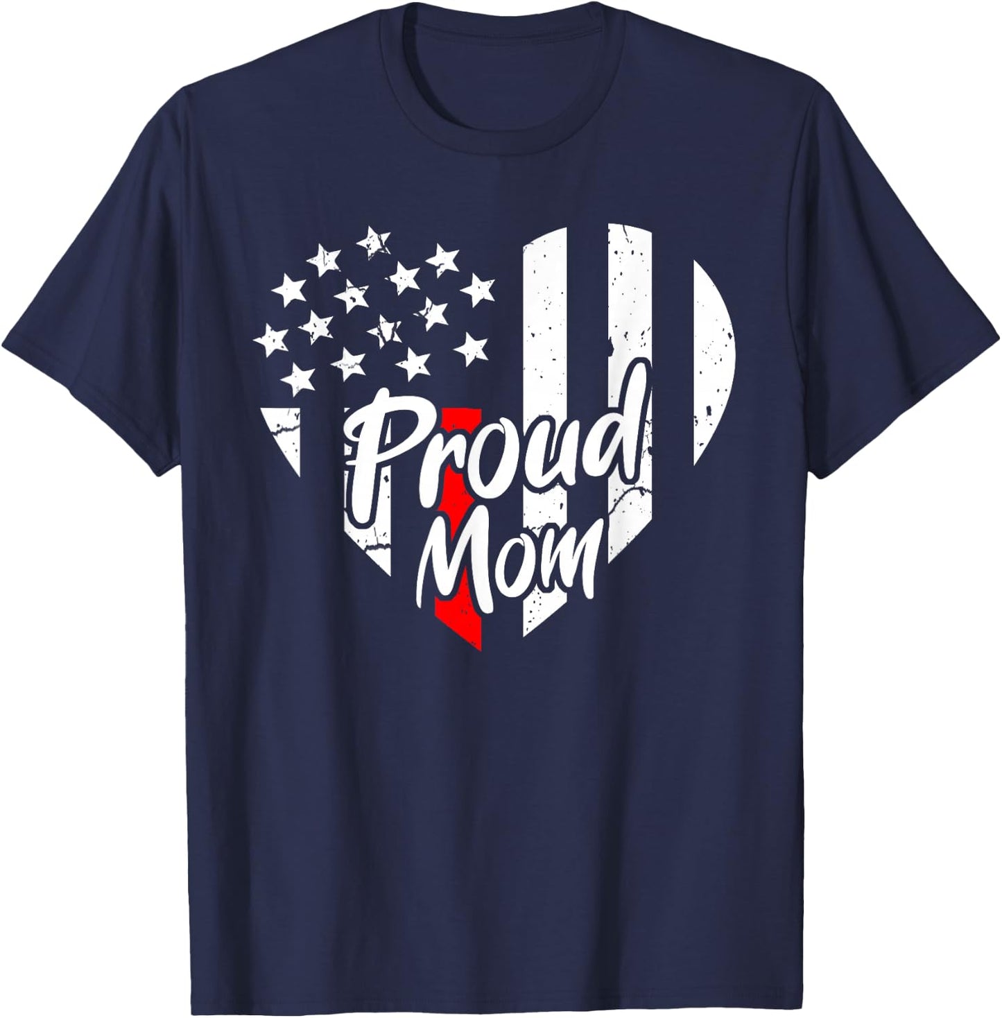 Proud Mom Of A Firefighter Mother Us Thin Red Line Shirt T-Shirt - T-Shirt | Navy