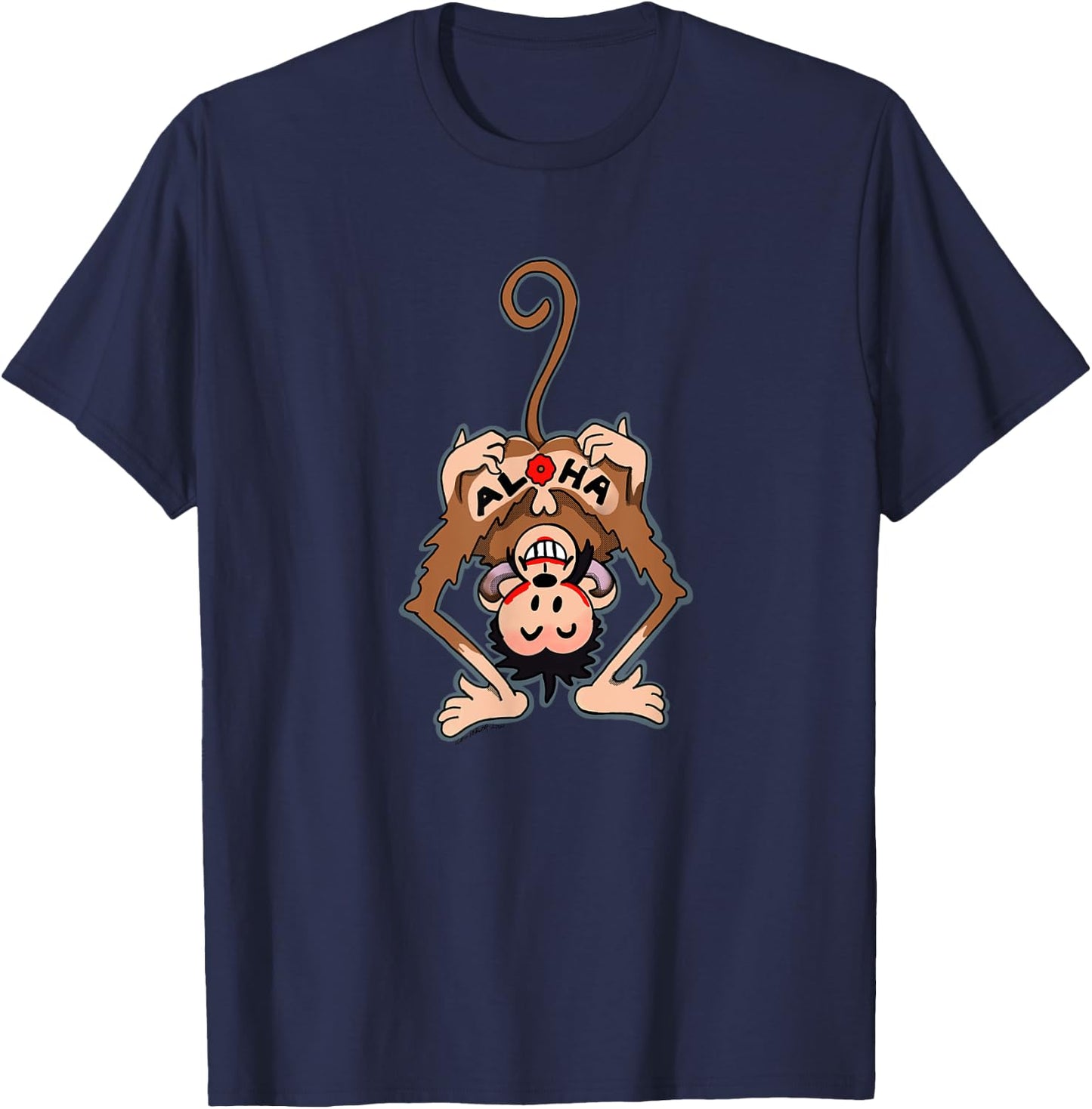 Vintage "Aloha" Monkey Tattoo T-Shirt - T-Shirt | Navy