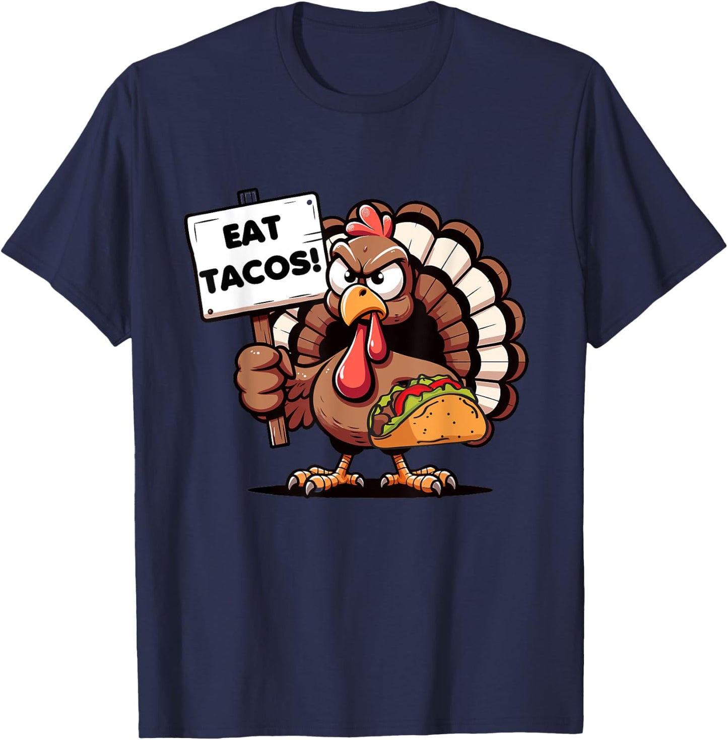 Thanksgiving Turkey Eat Tacos Mexican Thanksgiving Fun T-Shirt - T-Shirt | Navy