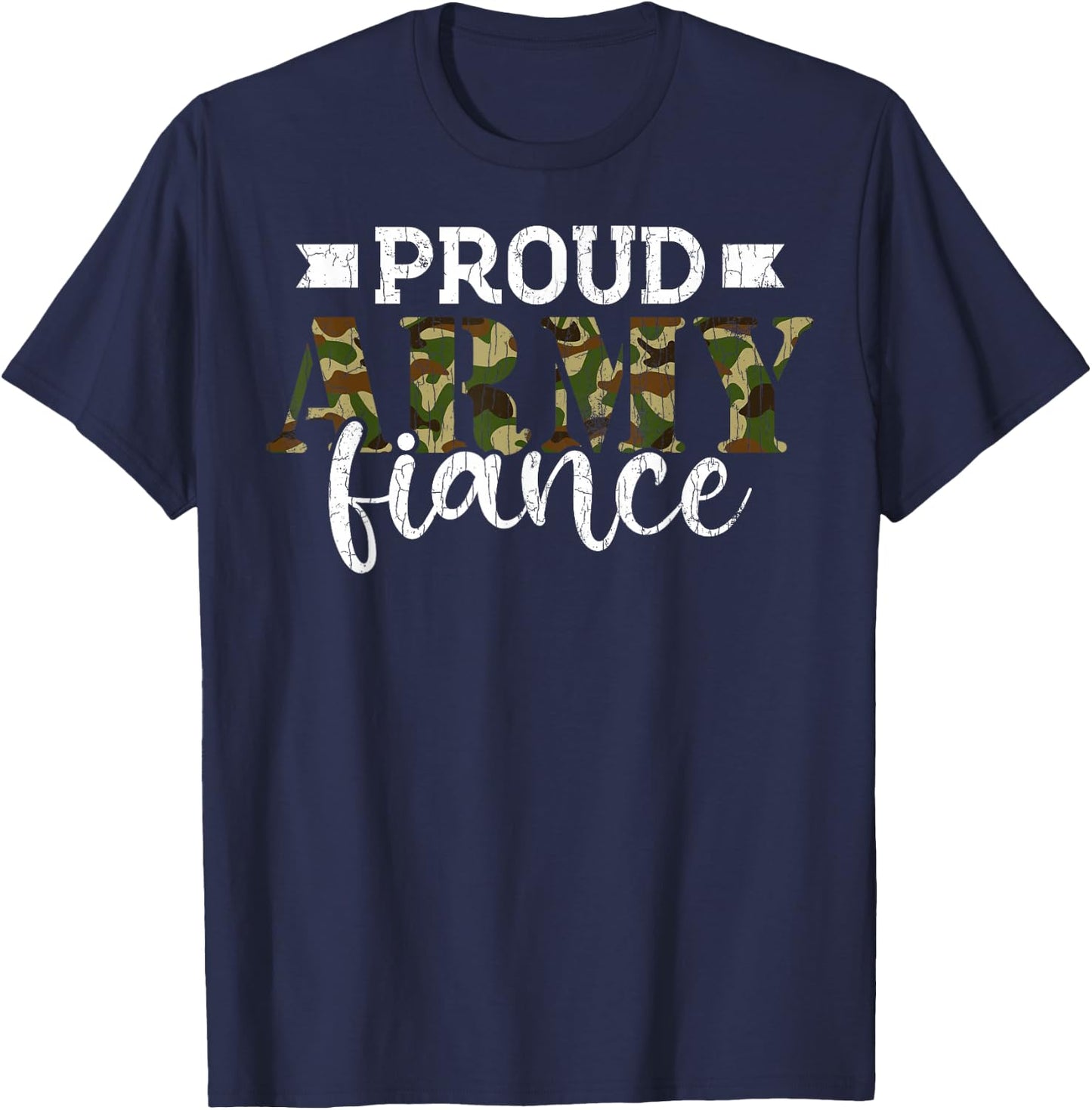 Fiancee Funny Proud Army Fiance Graphic T-Shirt - T-Shirt | Navy