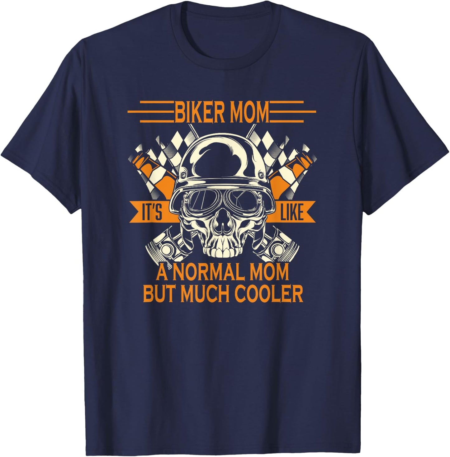 Retro Biker Mom Motorcycle Mother's Day Gift Mums T-Shirt - T-Shirt | Navy