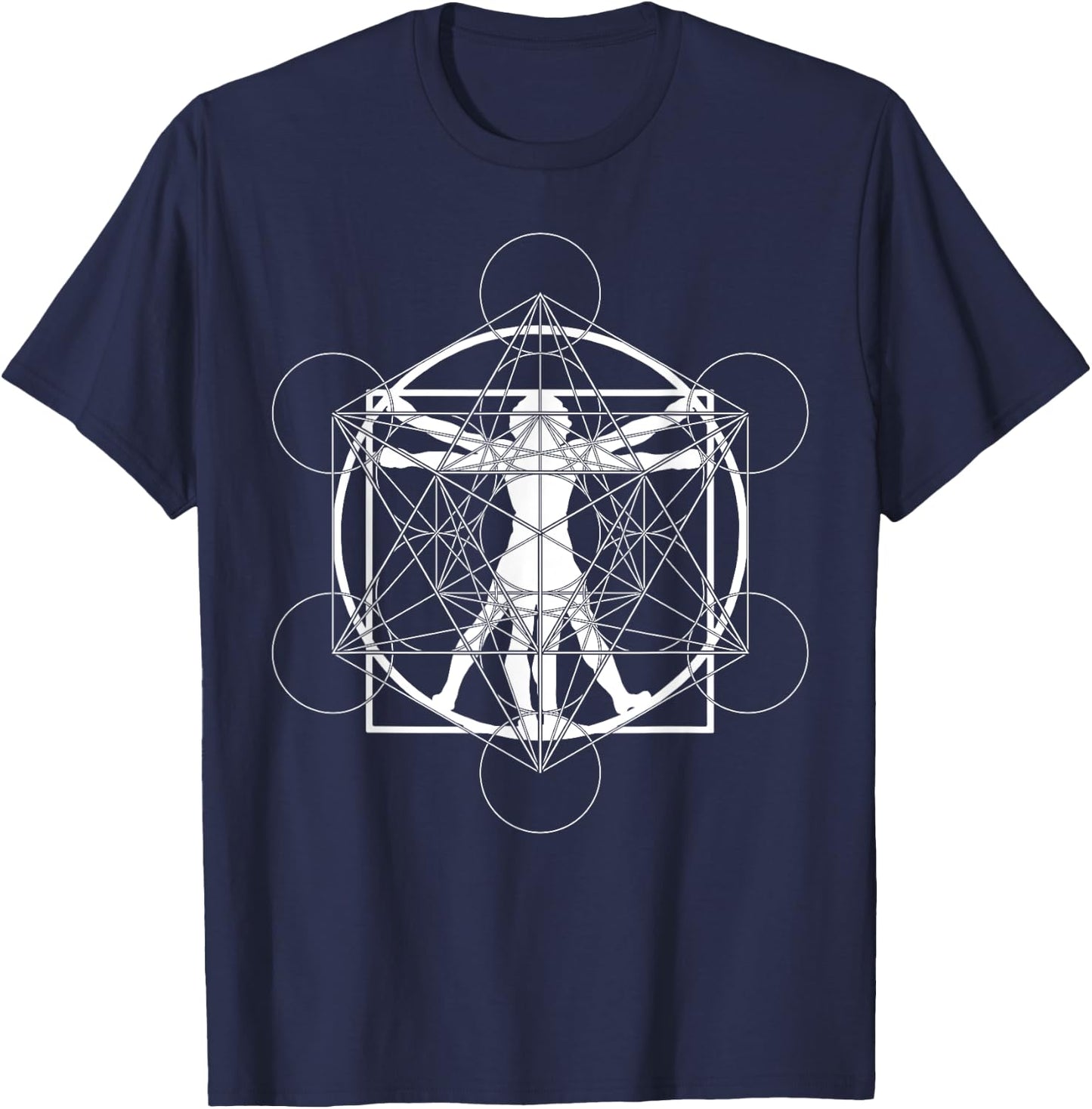 Da Vinci Merkaba Sacred Geometry T-Shirt - T-Shirt | Navy
