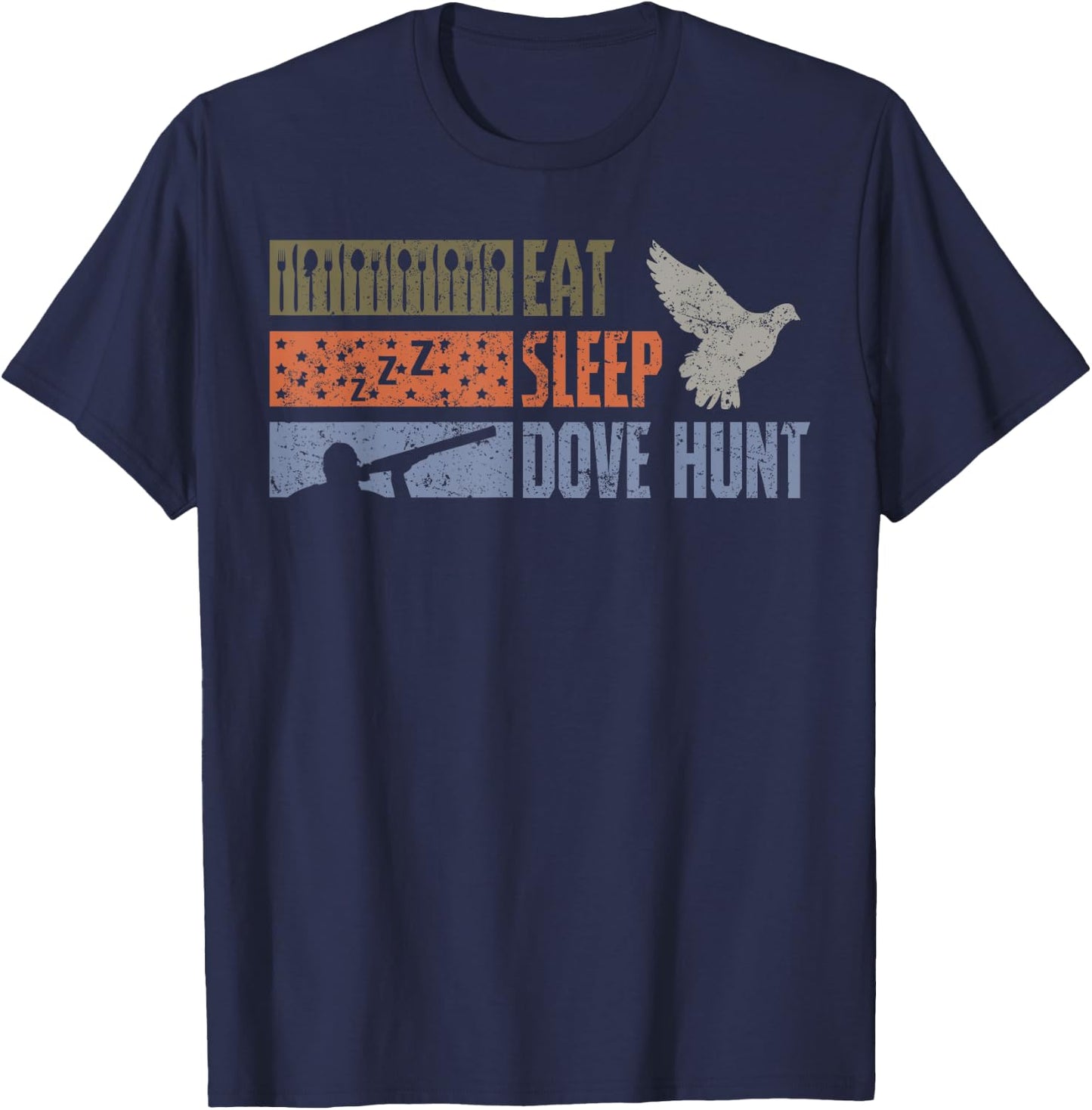 Dove Hunting Flying Bird Wing Shooting Wingshooters Hunter T-Shirt - T-Shirt | Navy