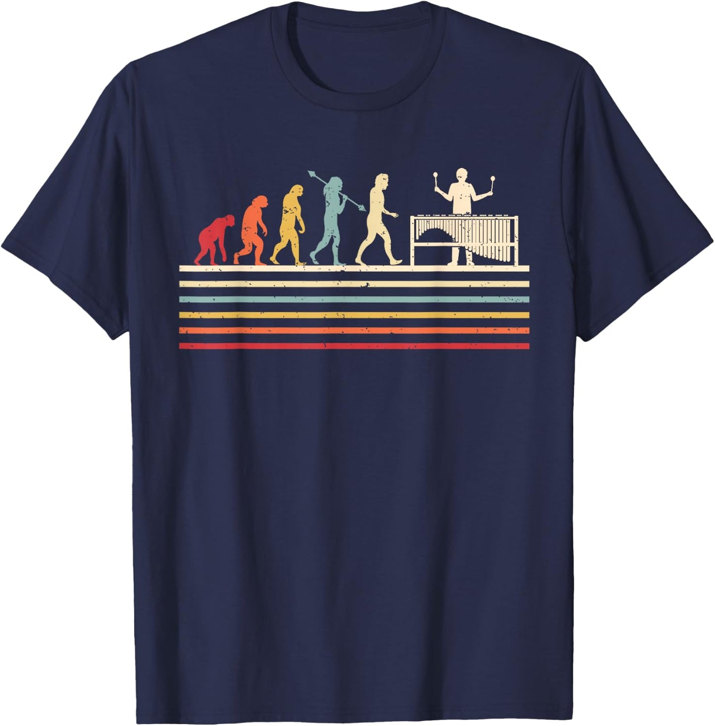 Marimba Evolution Marimba Player Marimba Lover T-Shirt - T-Shirt | Navy