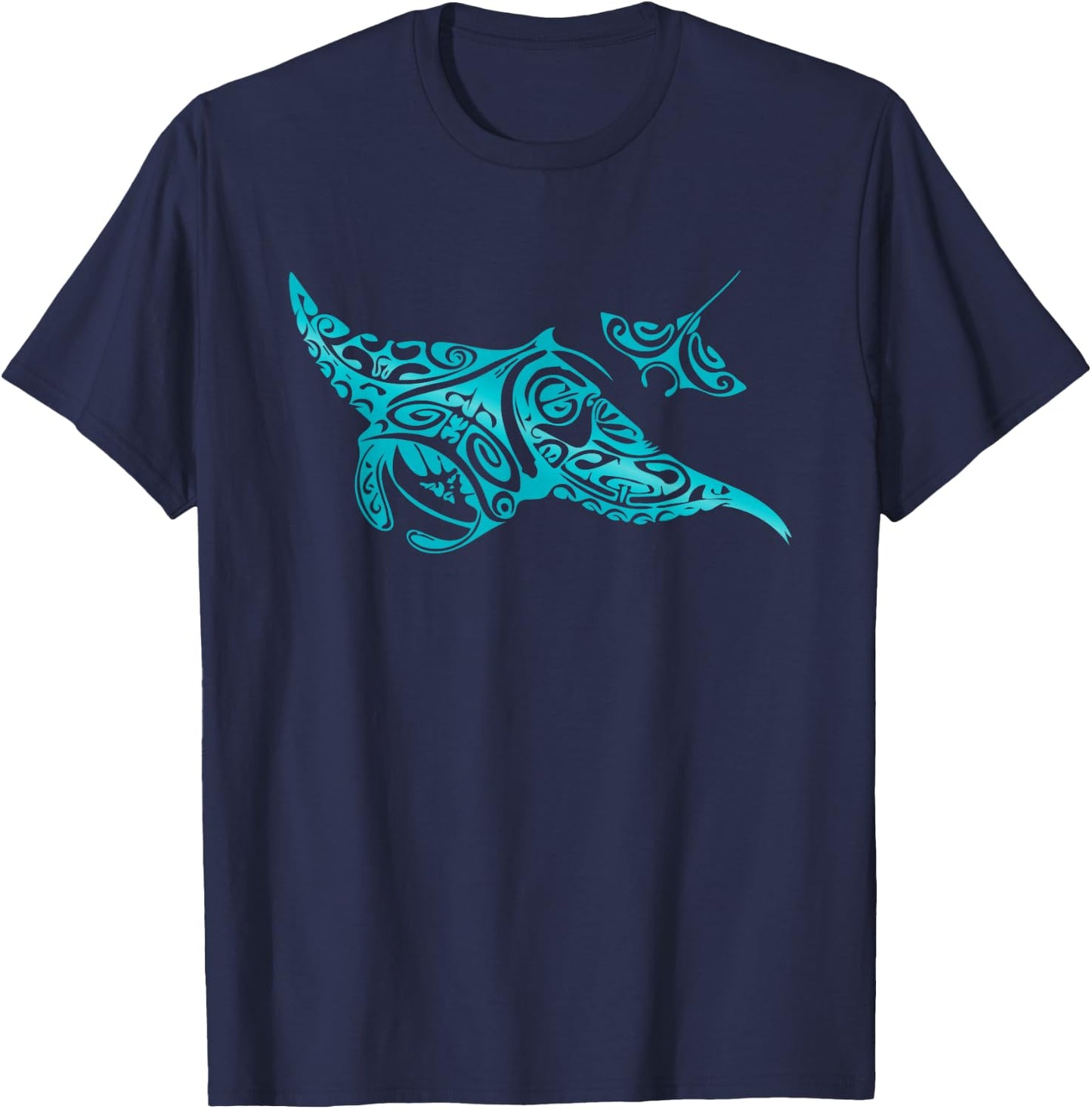 Hawaii Tribal Manta Ray Hawaiian Shirt Shark Lover T-Shirt - T-Shirt | Navy