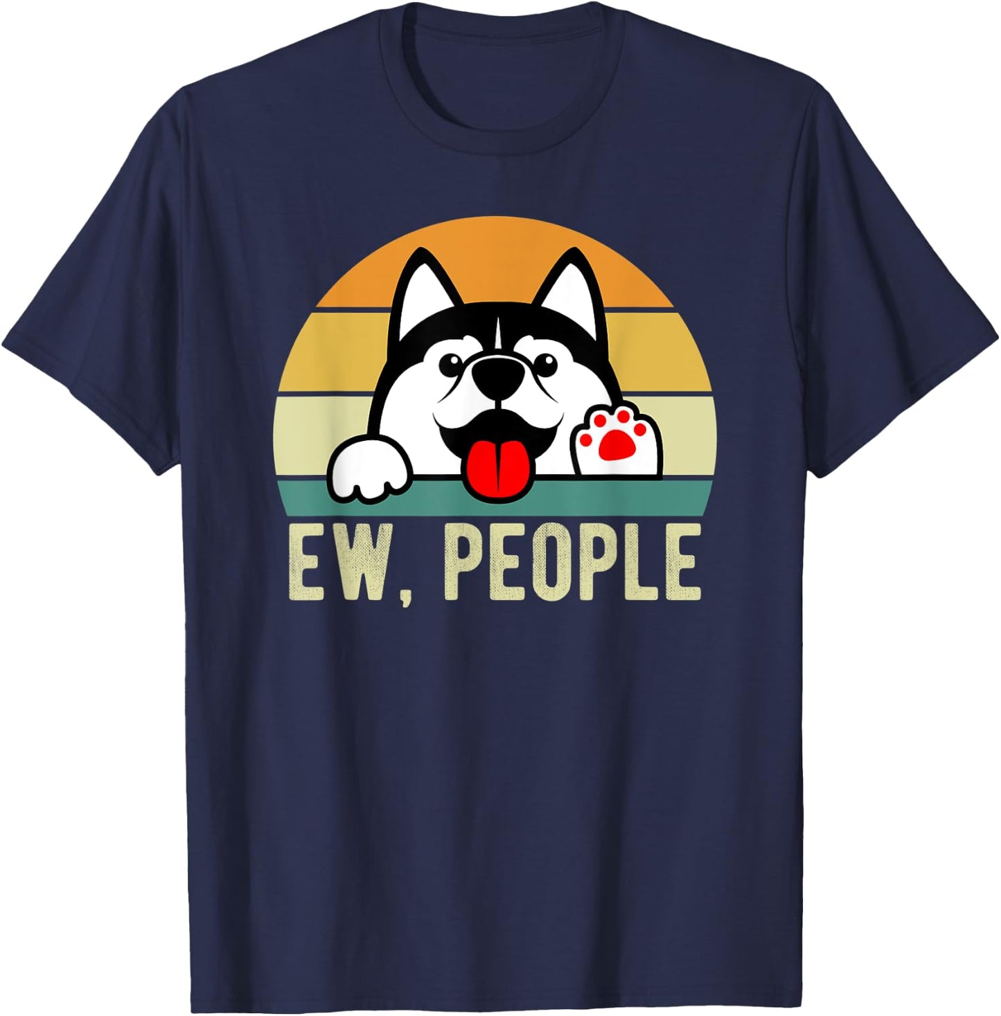 Ew People Dog Retro Vintage Anti Social Introvert Women Kids T-Shirt - T-Shirt | Navy