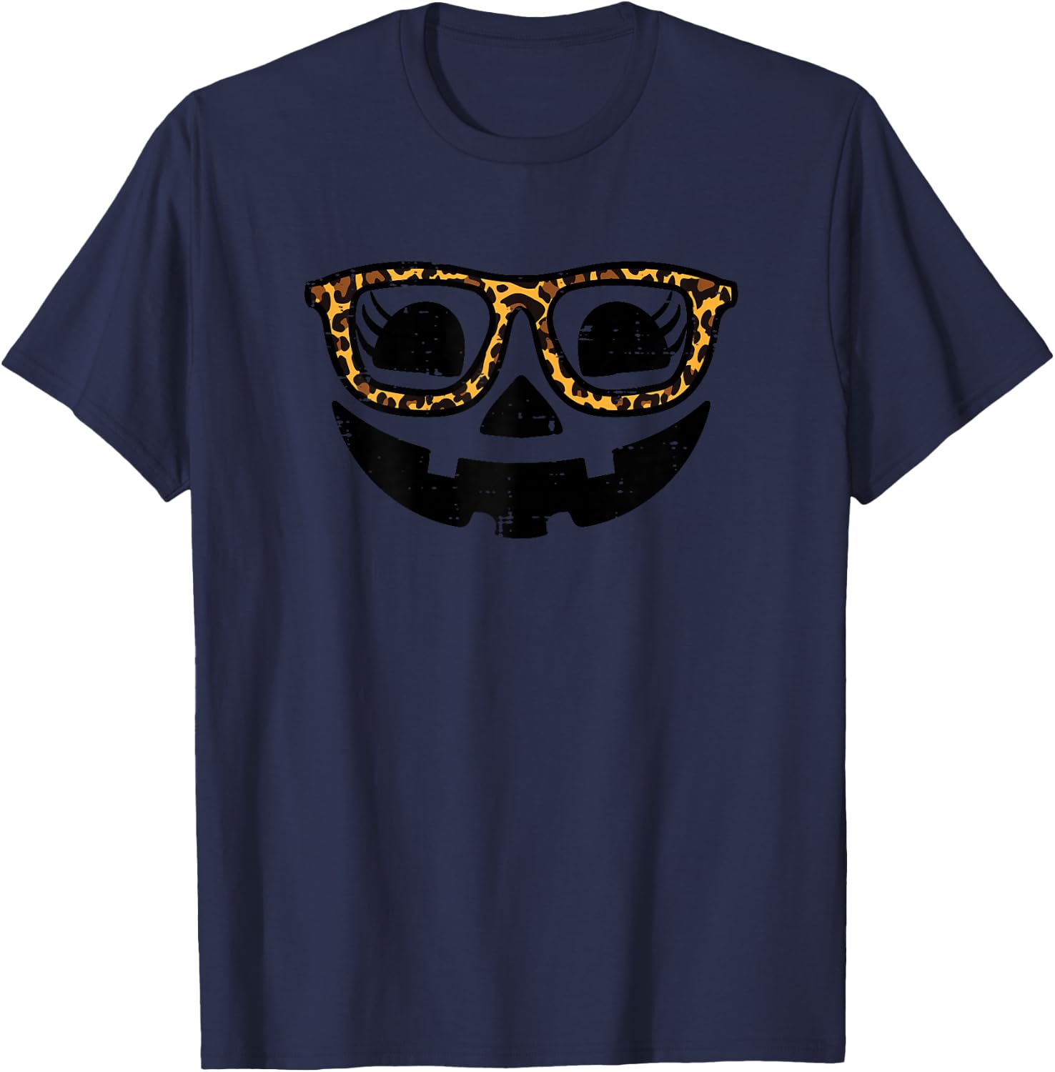 Halloween Pumpkin Face Glasses Costume Women Girls Kids Teen T-Shirt - T-Shirt | Navy