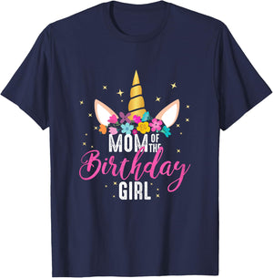 Mom Of The Birthday Girl Mother Gifts Unicorn Birthday T-Shirt - T-Shirt | Navy