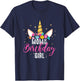 Mom Of The Birthday Girl Mother Gifts Unicorn Birthday T-Shirt - T-Shirt | Navy