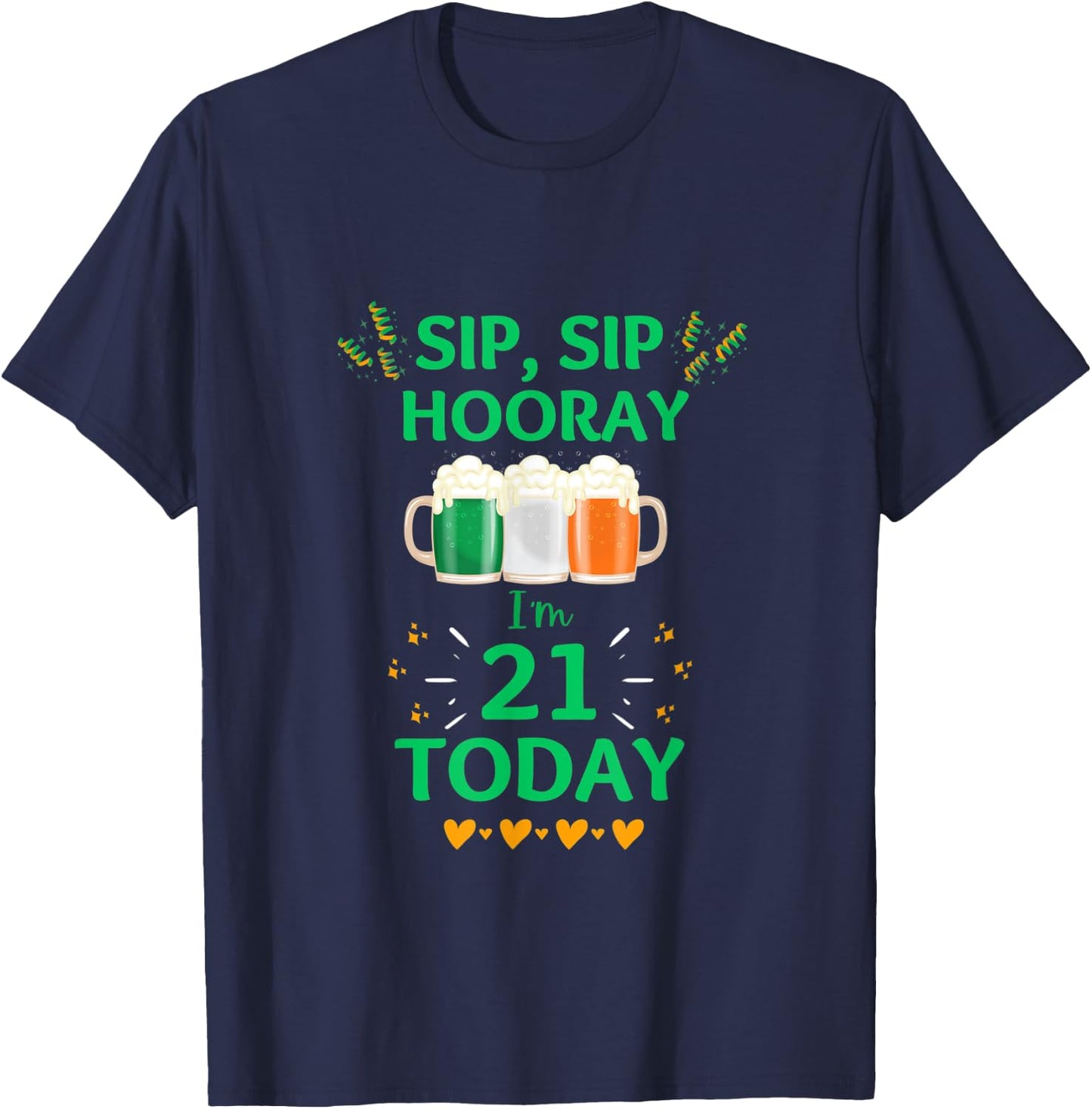 March 17th St. Patrick's Day 21st Birthday I'm 21 Irish Flag T-Shirt - T-Shirt | Navy