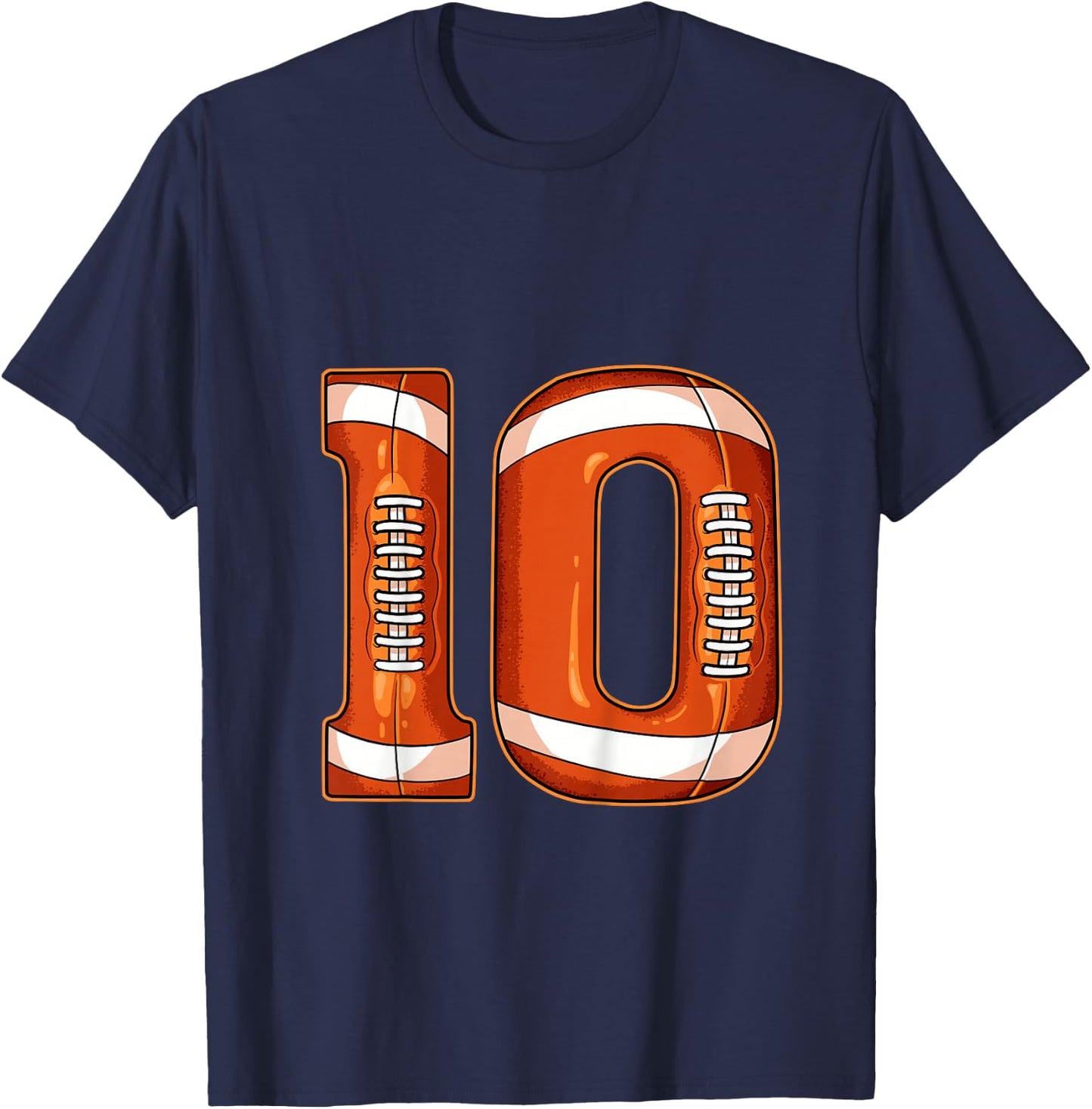 10th Birthday Football T-Shirt - T-Shirt | Navy