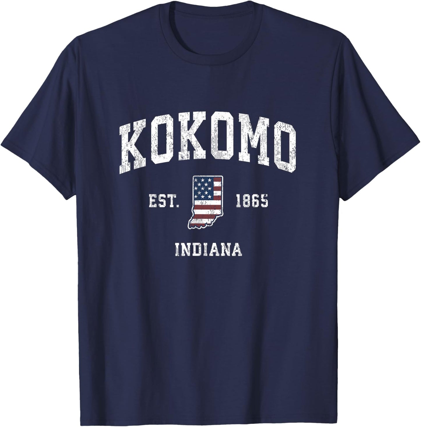 Kokomo Indiana IN Vintage American Flag Sports Design T-Shirt - T-Shirt | Navy