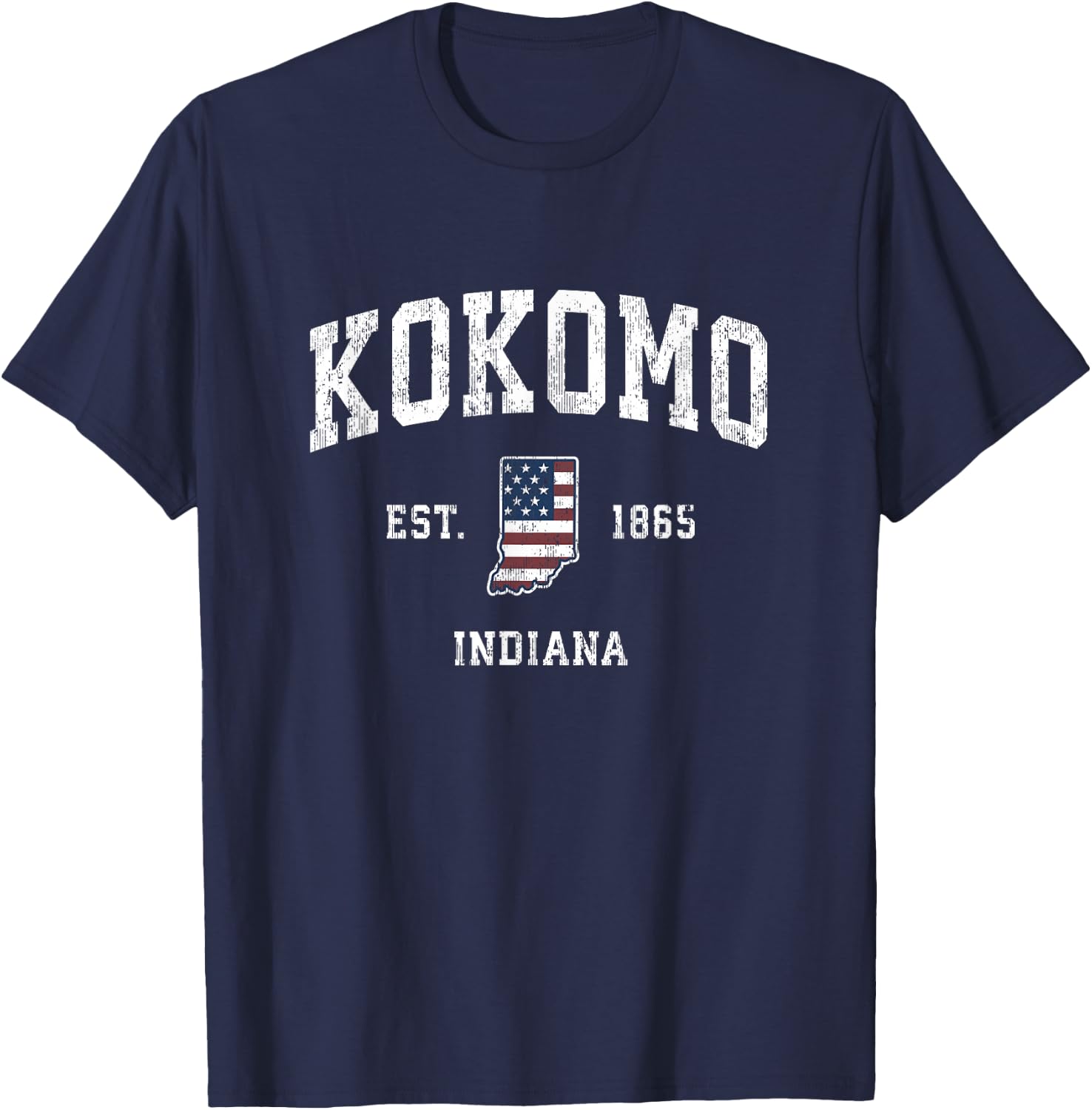 Kokomo Indiana IN Vintage American Flag Sports Design T-Shirt - T-Shirt | Navy