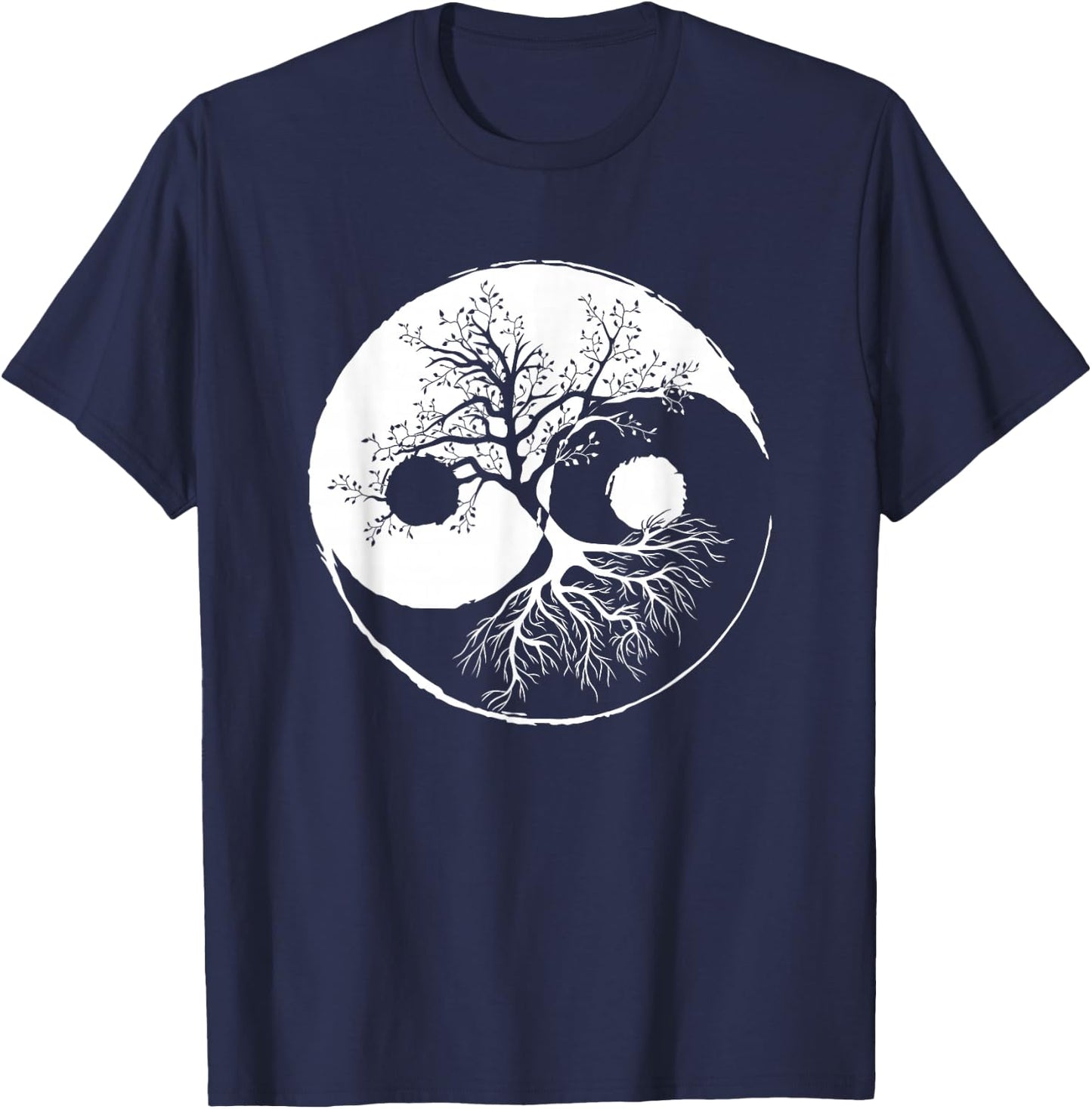 Yin and Yang Tree Balance Buddhism Nature Gift T-Shirt - T-Shirt | Navy