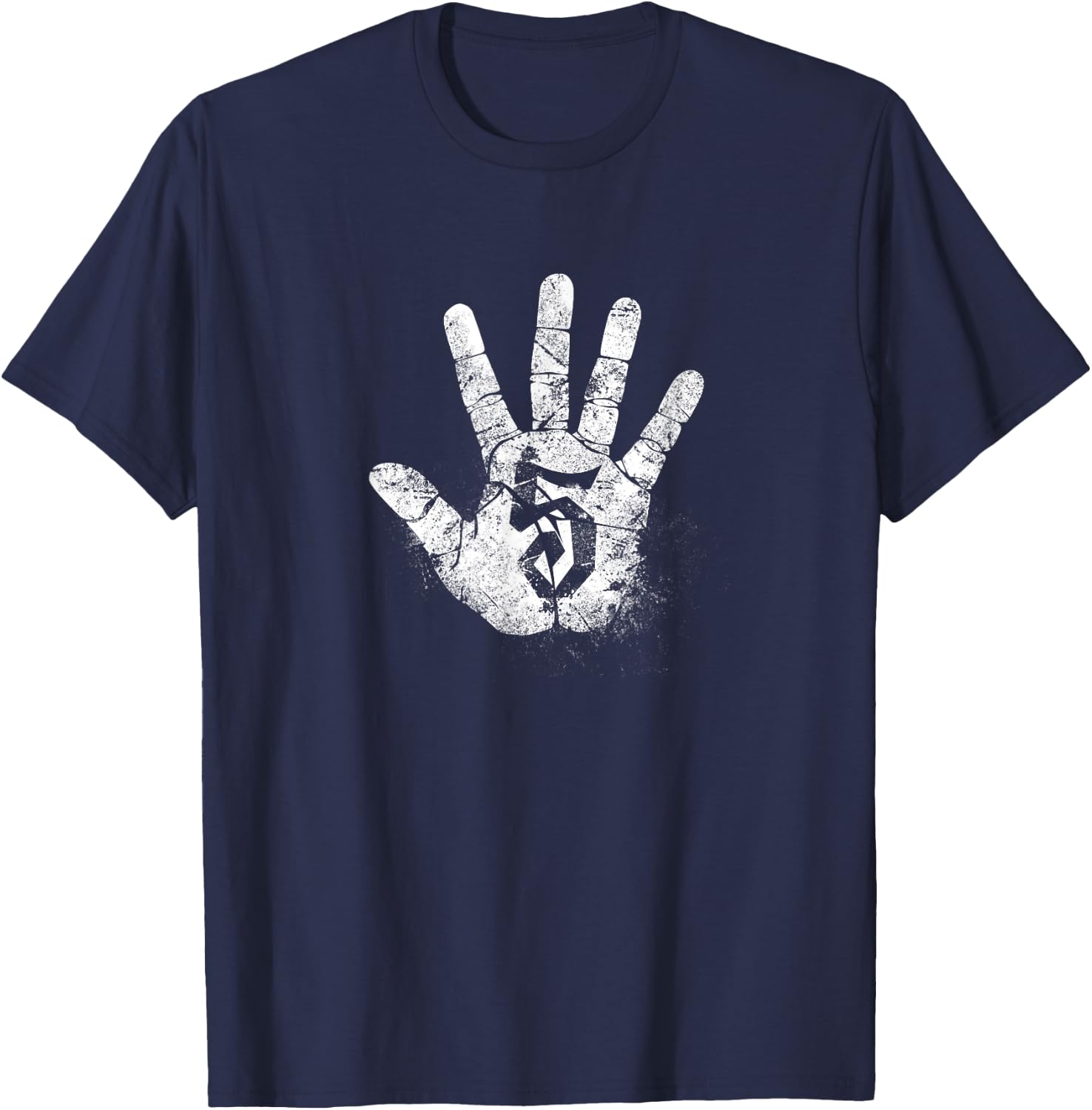 Number 5 Hi Five Hand Sign Hello Greeting Play Games Academy T-Shirt - T-Shirt | Navy