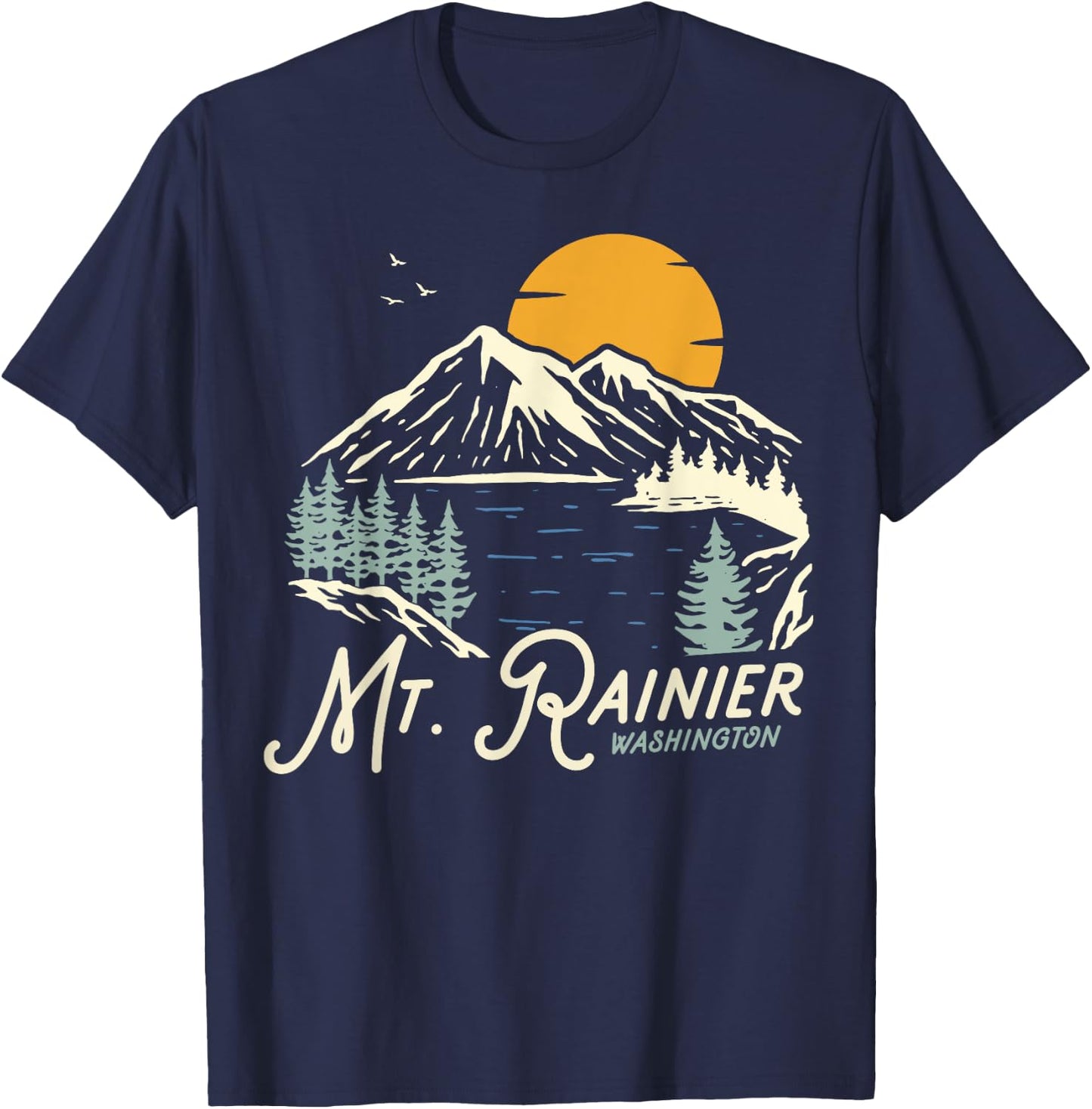 Mt Rainier Washington, Outdoors, WA Vacation T-Shirt - T-Shirt | Navy