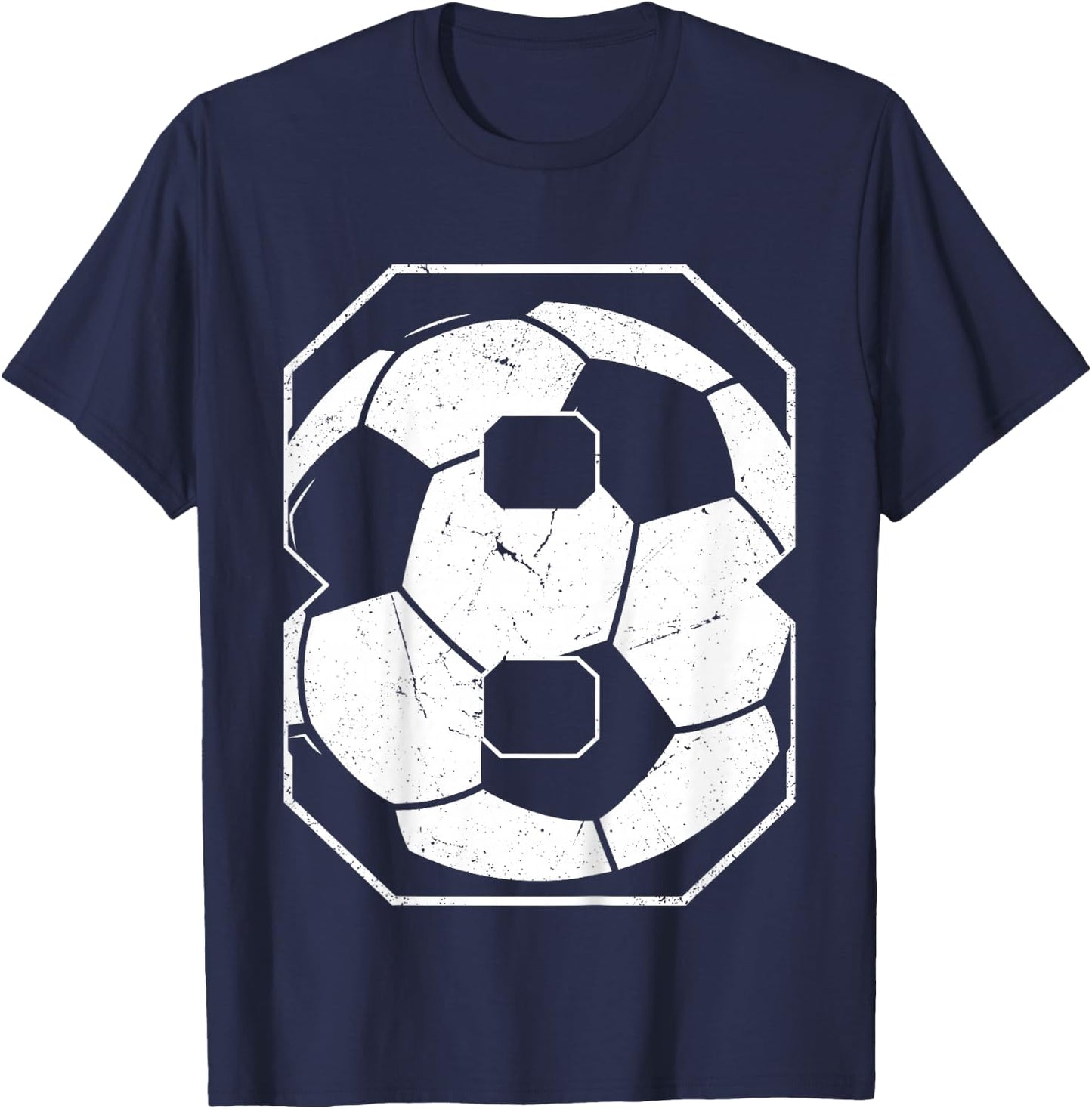 Kids 8th Birthday Boy Soccer Player Football 8 Years Old T-Shirt - T-Shirt | Navy