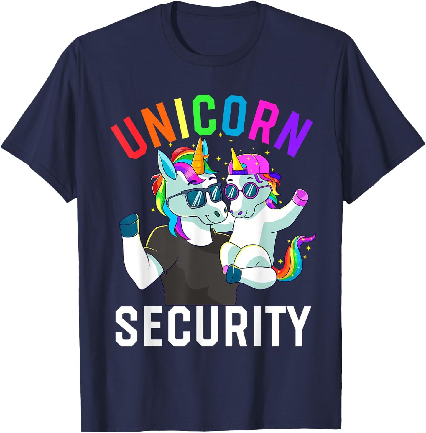 Unicorn Security Boy Brother Baby Sister Dad Family Birthday T-Shirt - T-Shirt | Navy