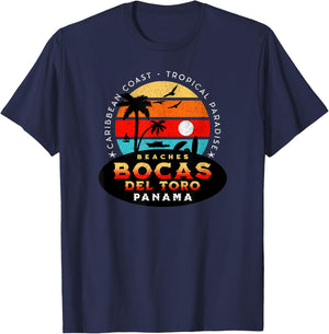 Bocas del Toro Panama Tropical Beach Sunset Design T-Shirt - T-Shirt | Navy