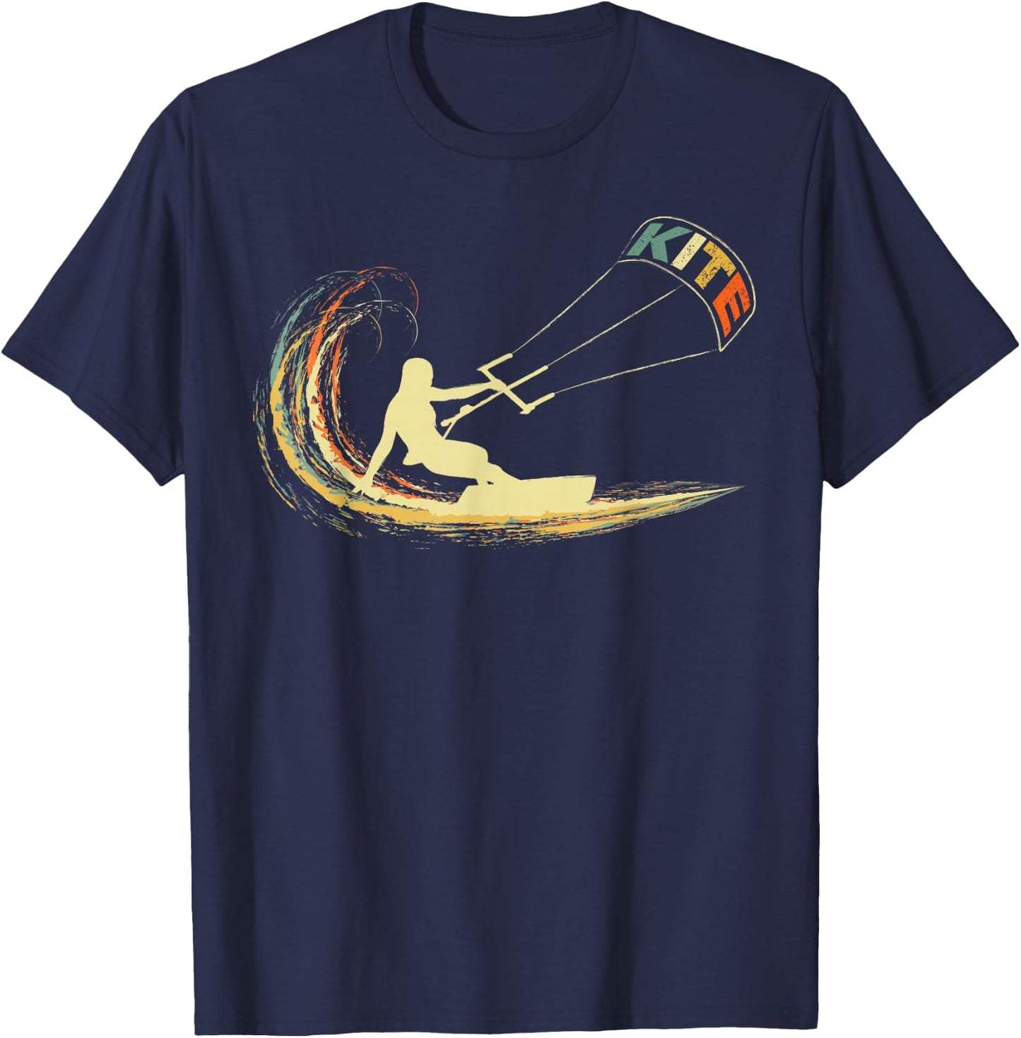 Kite Kiteboarding Kitesurfing Surf Vintage Retro Holiday T-Shirt - T-Shirt | Navy
