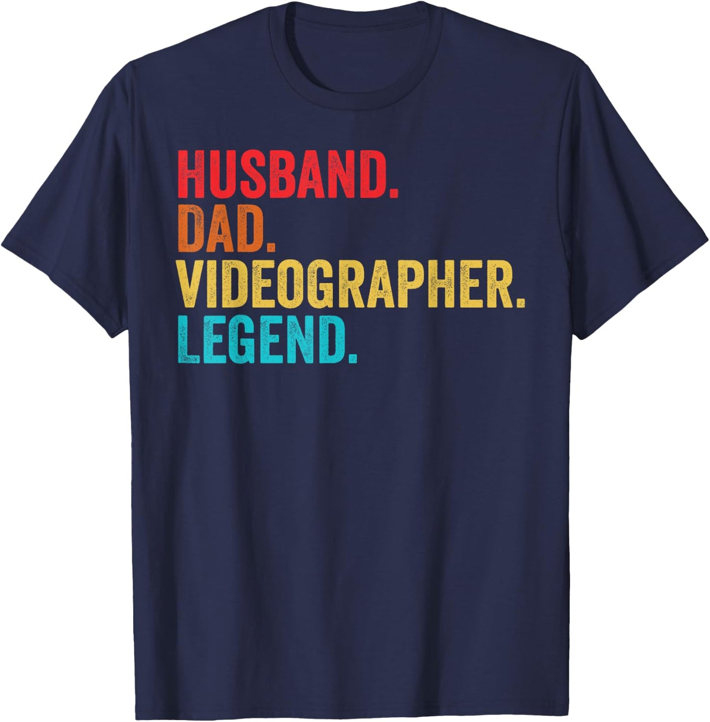 Retro Husband Dad Videographer Legend Father Dad Gifts T-Shirt - T-Shirt | Navy