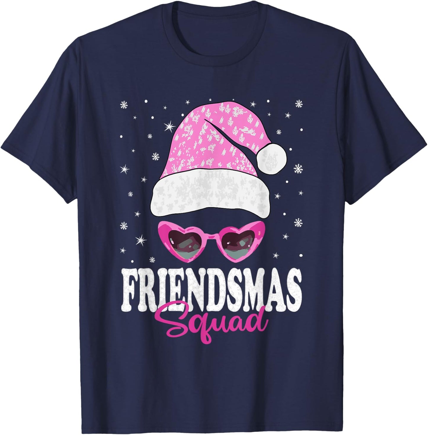 Friendsmas Squad Christmas Santa Hat Matching Besties T-Shirt - T-Shirt | Navy