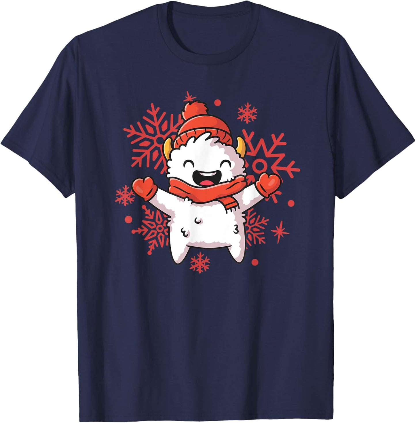 Yeti Christmas Shirt Cute Holiday Shirts Snowflake T-Shirt - T-Shirt | Navy
