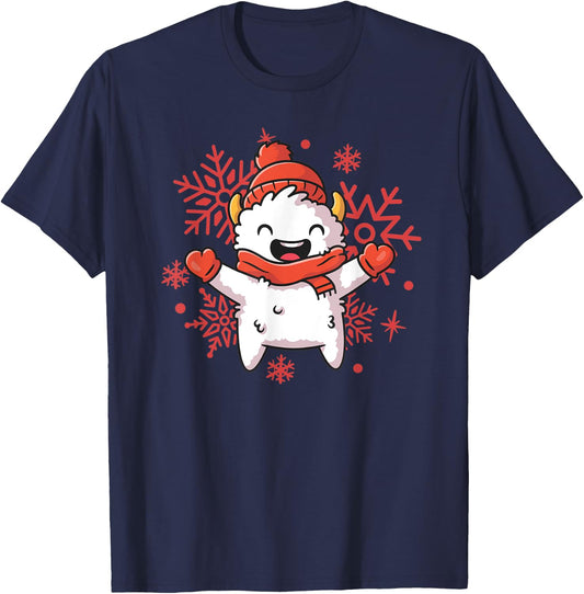 Yeti Christmas Shirt Cute Holiday Shirts Snowflake T-Shirt - T-Shirt | Navy