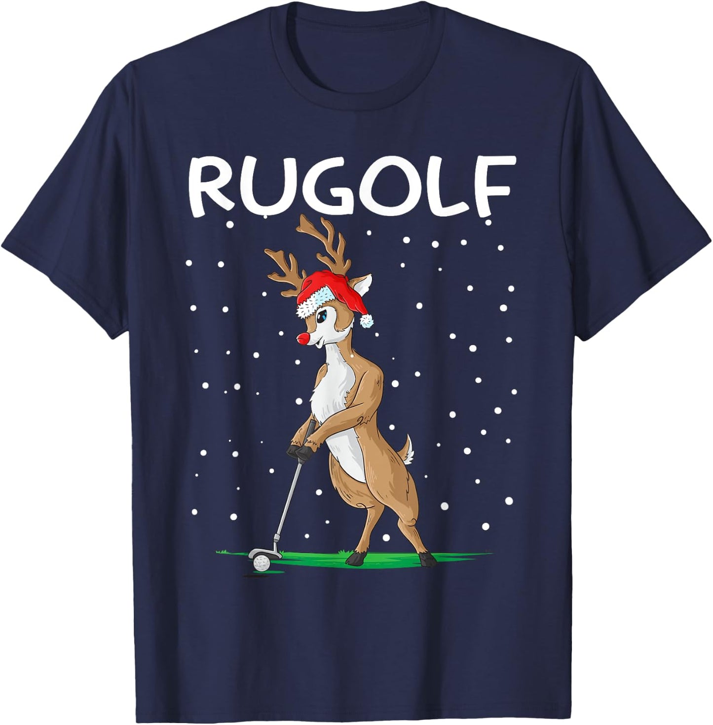Funny Rugolf Reindeer Christmas Golf T-Shirt - T-Shirt | Navy