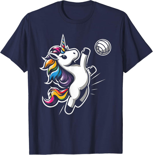 Unicorn Volleyball - Funny and Cute Sport Volleycorn T-Shirt - T-Shirt | Navy