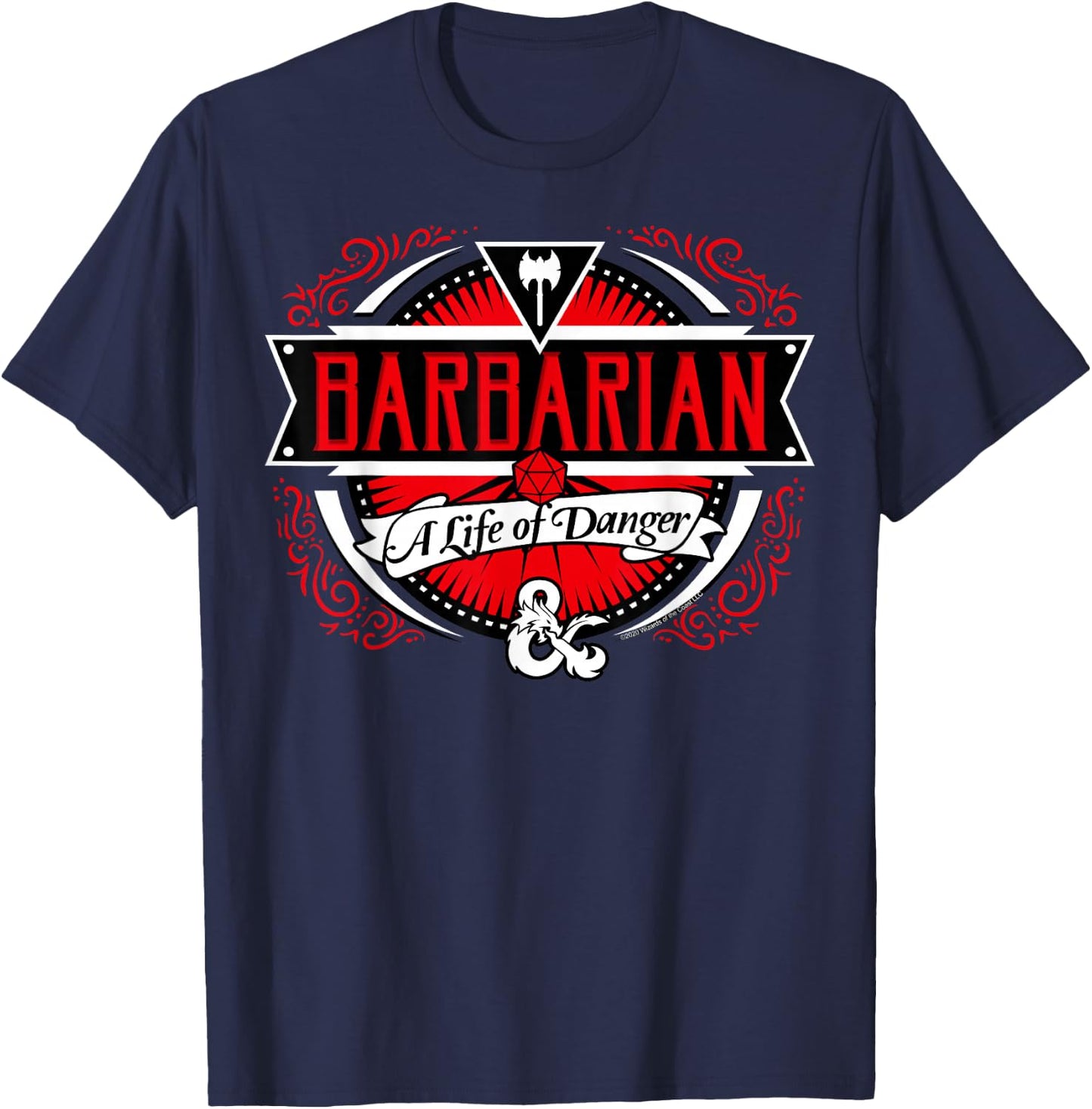 Dungeons & Dragons Barbarian A Life Of Danger Logo T-Shirt - T-Shirt | Navy