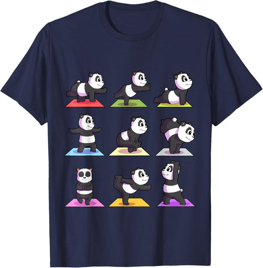Panda Yoga Shirt Women Panda Lover Gift Girls Meditation T-Shirt - T-Shirt | Navy