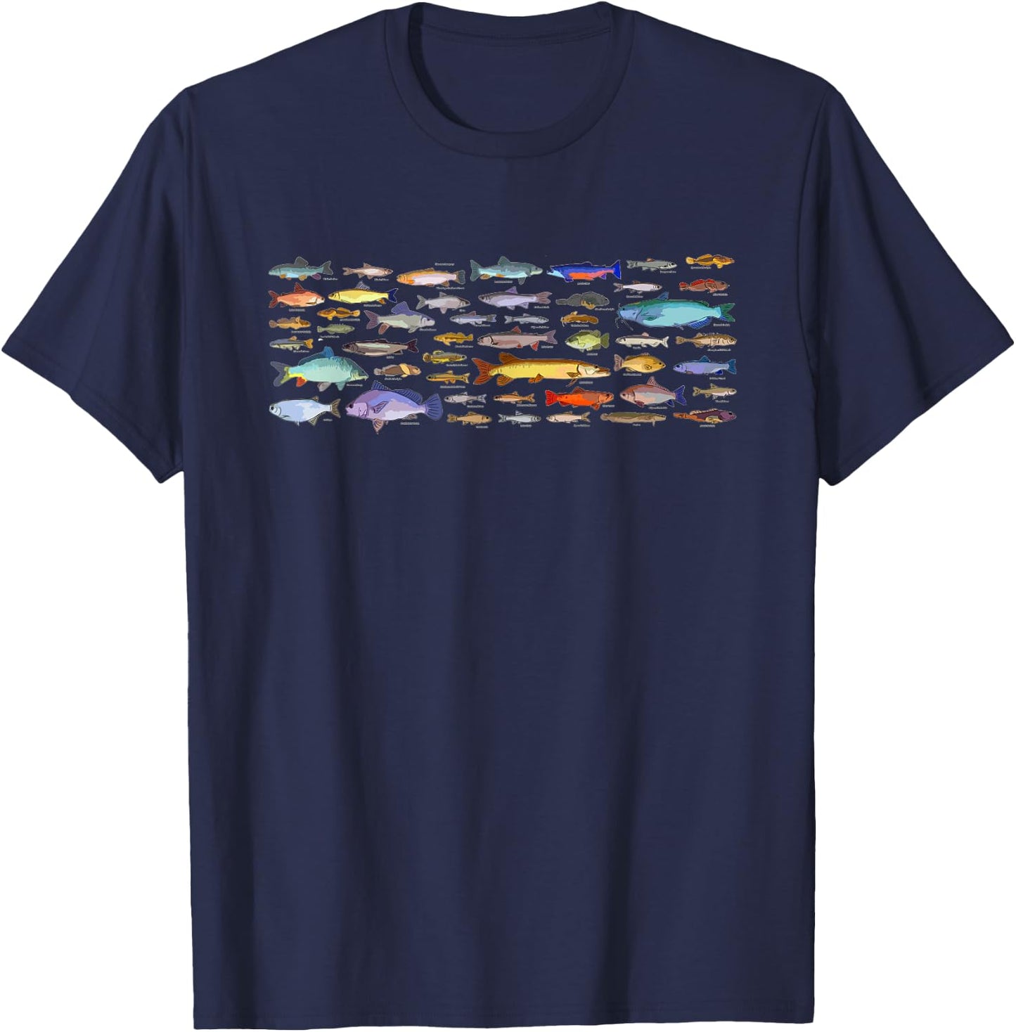 Types Of Freshwater Fish Species Biology Fishing T-Shirt - T-Shirt | Navy