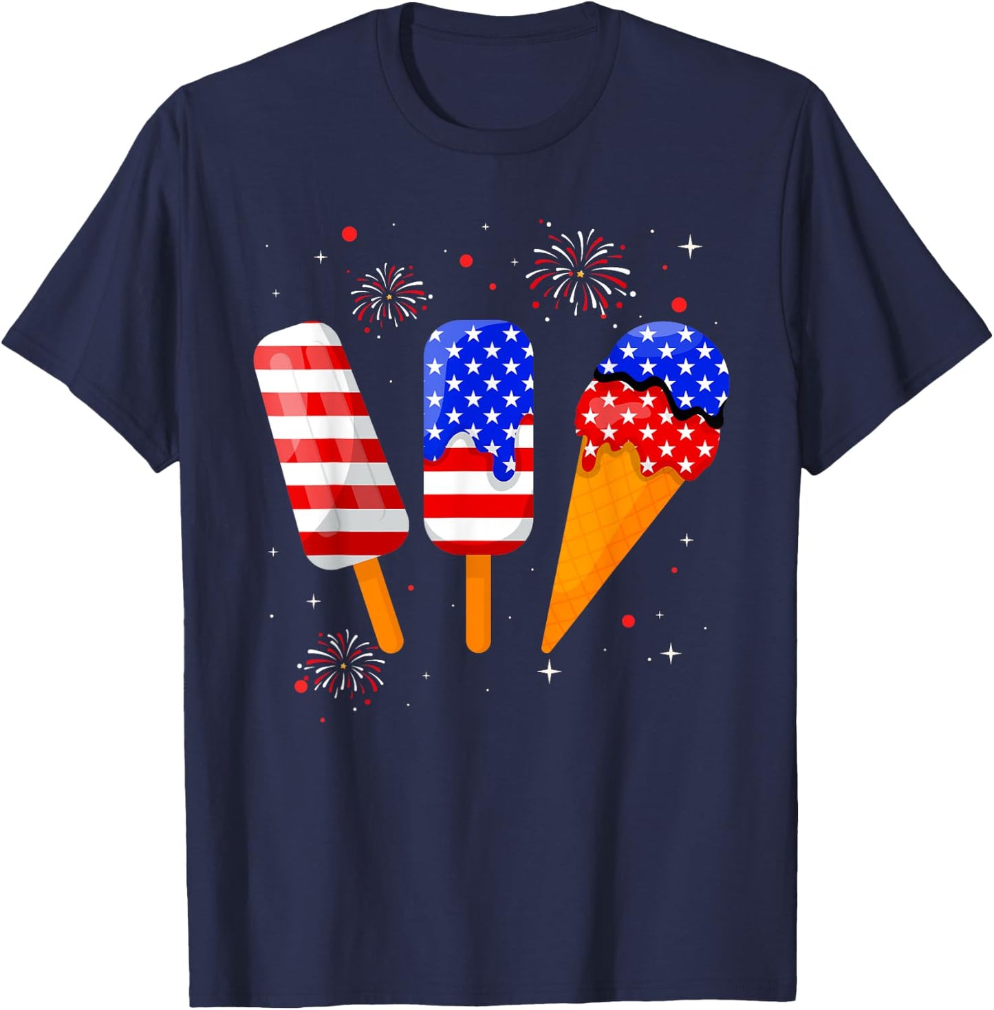 4th of July Popsicle American Flag Patriotic Summer Boy Girl T-Shirt - T-Shirt | Navy