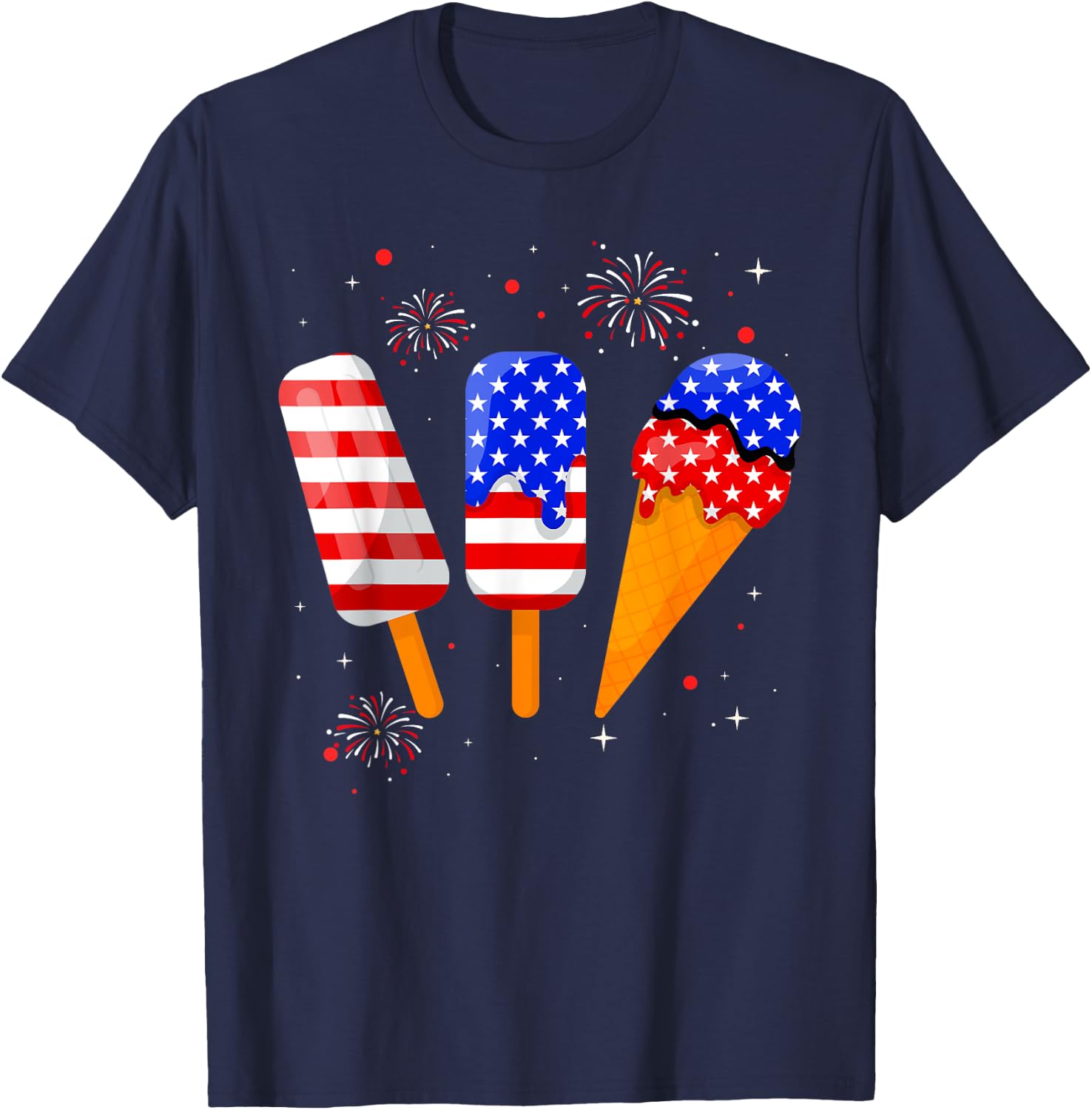 4th of July Popsicle American Flag Patriotic Summer Boy Girl T-Shirt - T-Shirt | Navy