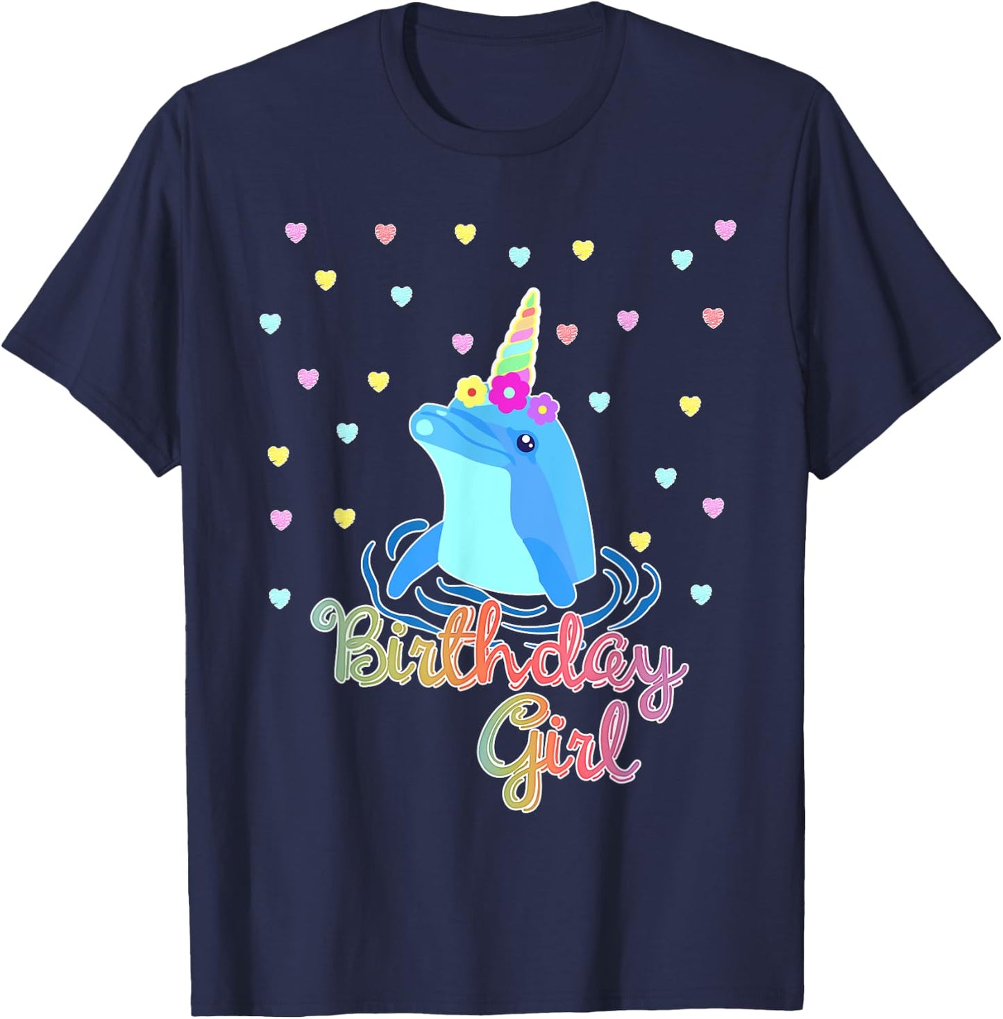 Dolphin Unicorn Birthday Party Outfit T-Shirt - T-Shirt | Navy