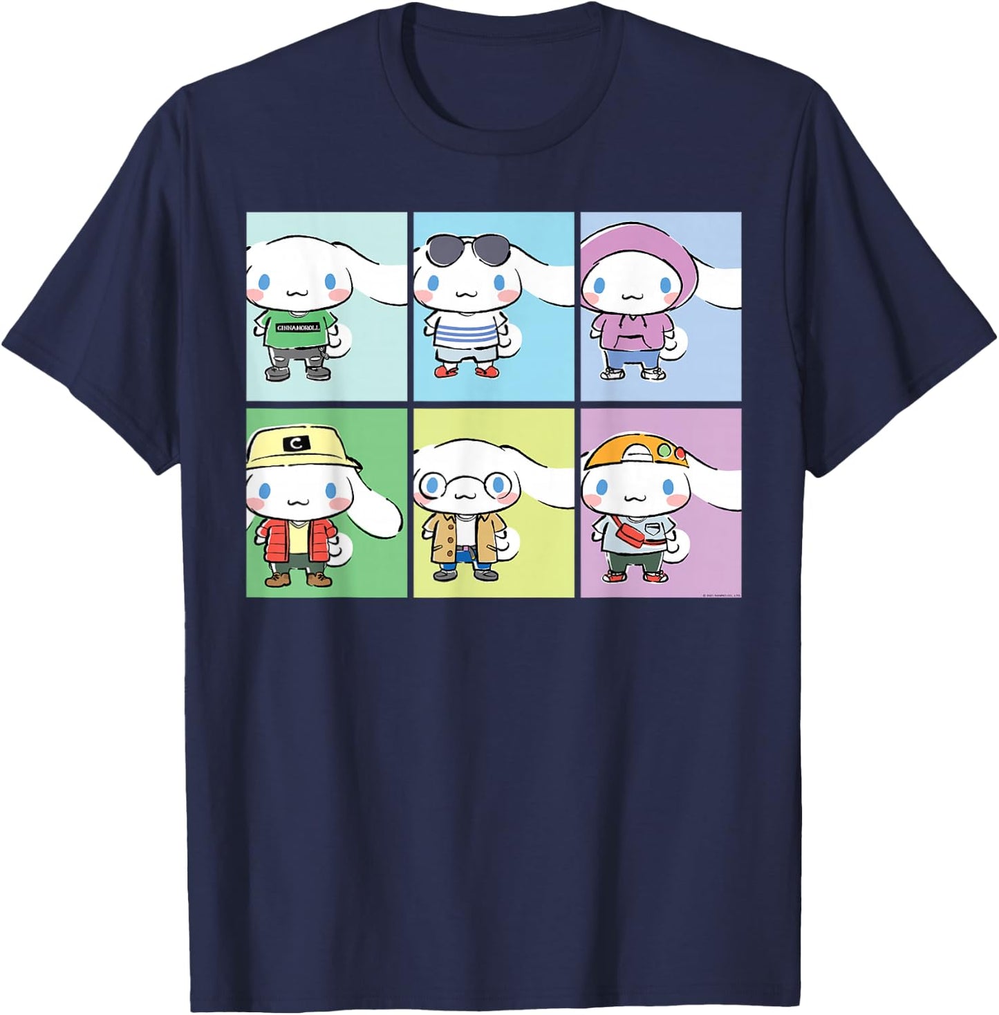 Cinnamoroll Collection Streetwear Squares T-Shirt - T-Shirt | Navy