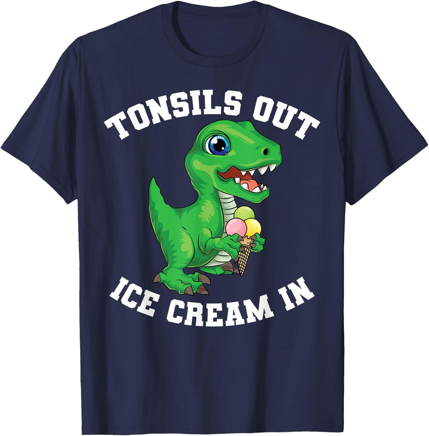 Get Well Gifts Kids Tonsils Dinosaur Tonsillectomy Surgery T-Shirt - T-Shirt | Navy
