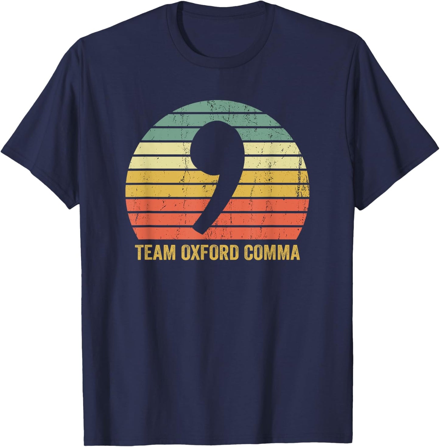Vintage Team Oxford Comma Grammar Police English Nerd Gift T-Shirt - T-Shirt | Navy