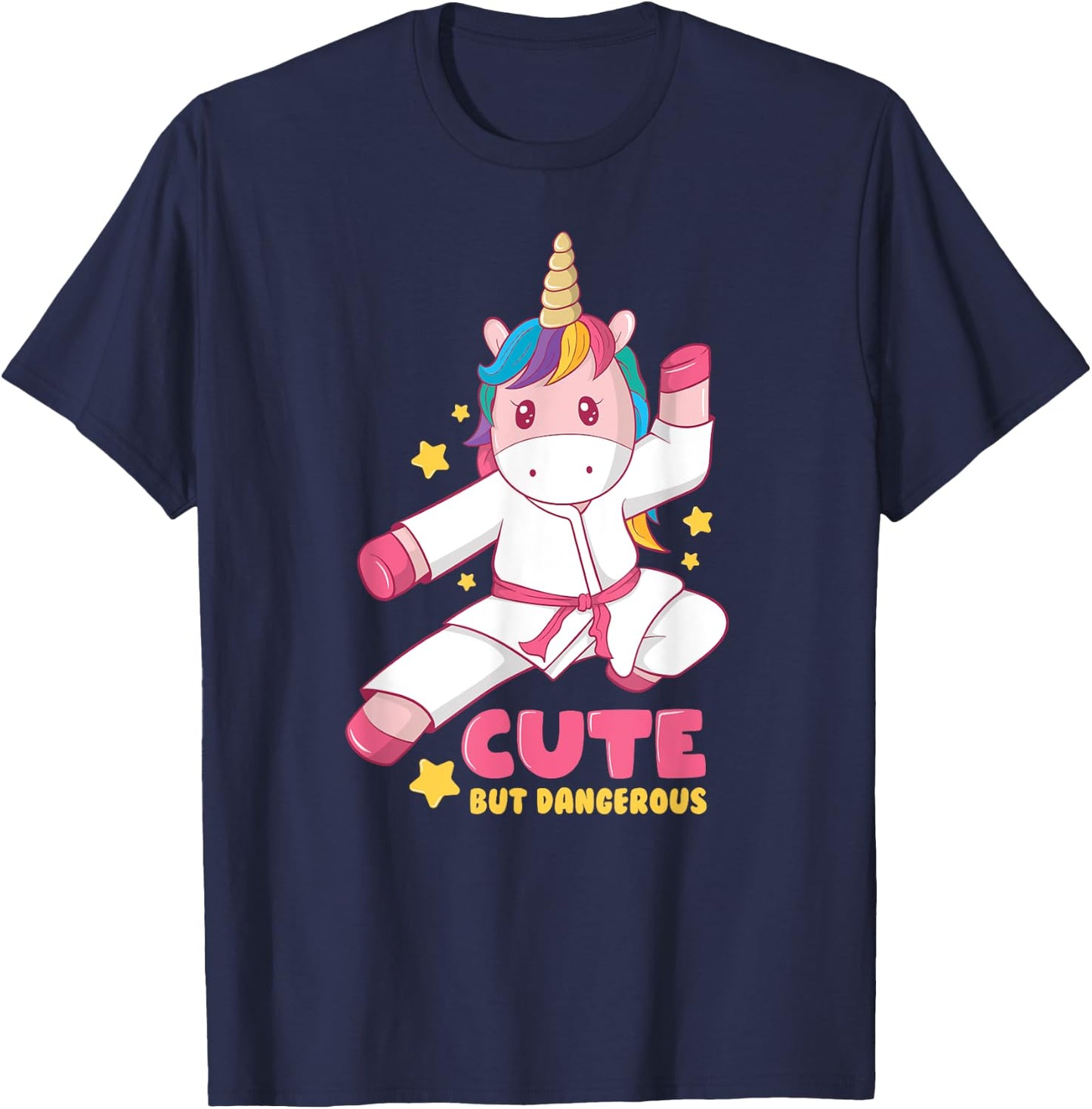 Cute But Dangerous Funny Girls Karate Unicorn Love T-Shirt - T-Shirt | Navy