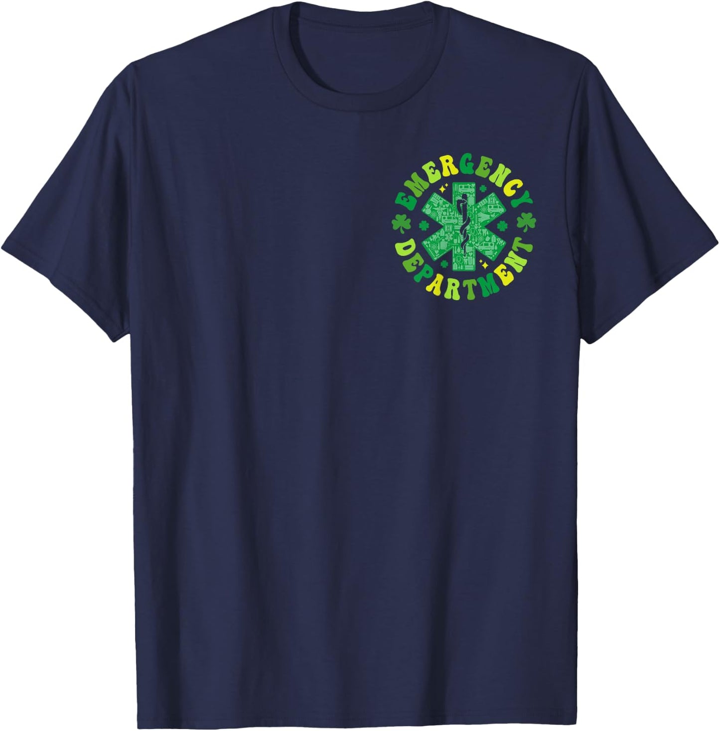 Emergency Department St Paddy's Day Outfits Adults Black Short Sleeve Small Regular Themed T-Shirt - T-Shirt | Navy