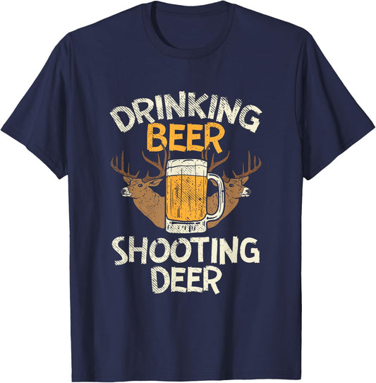 Drinking Beer & Shooting Deer T-Shirt - T-Shirt | Navy