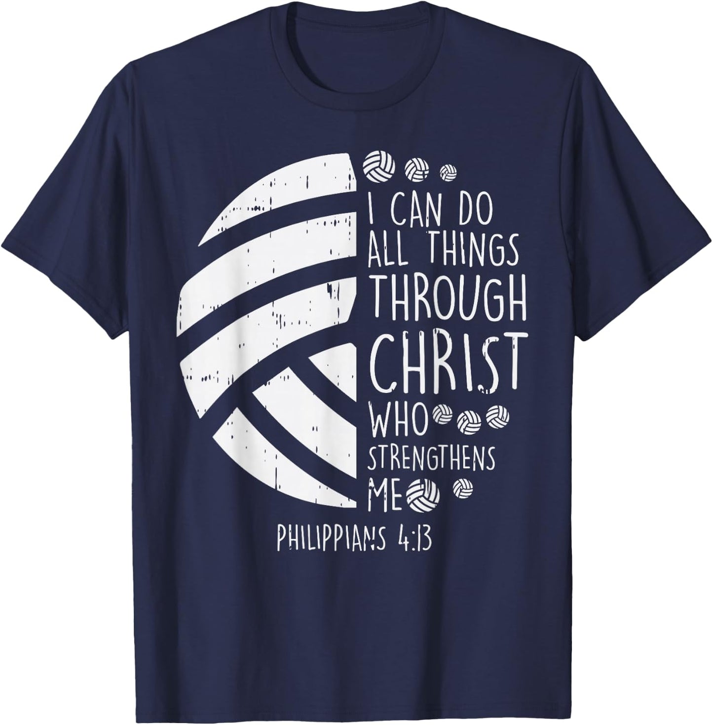 Volleyball i can do things Bible Verse God Jesus Gift T-Shirt - T-Shirt | Navy