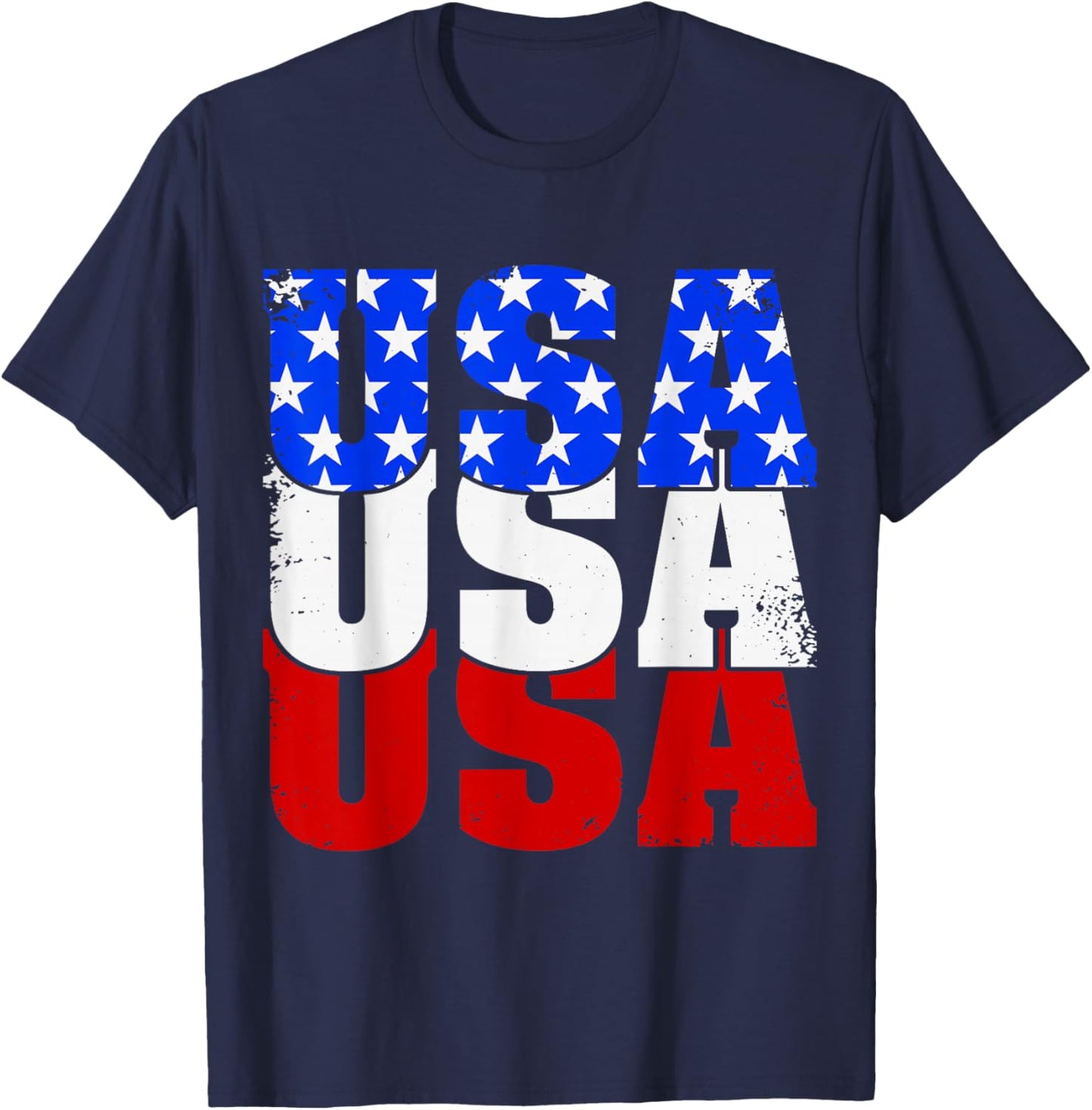 USA Patriotic American Flag Men Women 4th of July America T-Shirt - T-Shirt | Navy